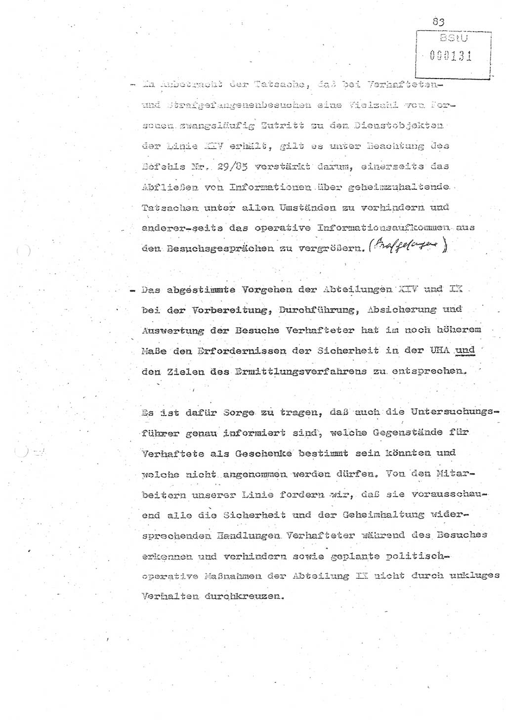 Referat (Oberst Siegfried Rataizick) zur Dienstkonferenz der Abteilung ⅩⅣ des MfS Berlin [Ministerium für Staatssicherheit, Deutsche Demokratische Republik (DDR)] Berlin-Hohenschönhausen vom 5.3.1986 bis 6.3.1986, Abteilung XIV, Berlin, 20.2.1986, Seite 83 (Ref. Di.-Konf. Abt. ⅩⅣ MfS DDR Bln. 1986, S. 83)