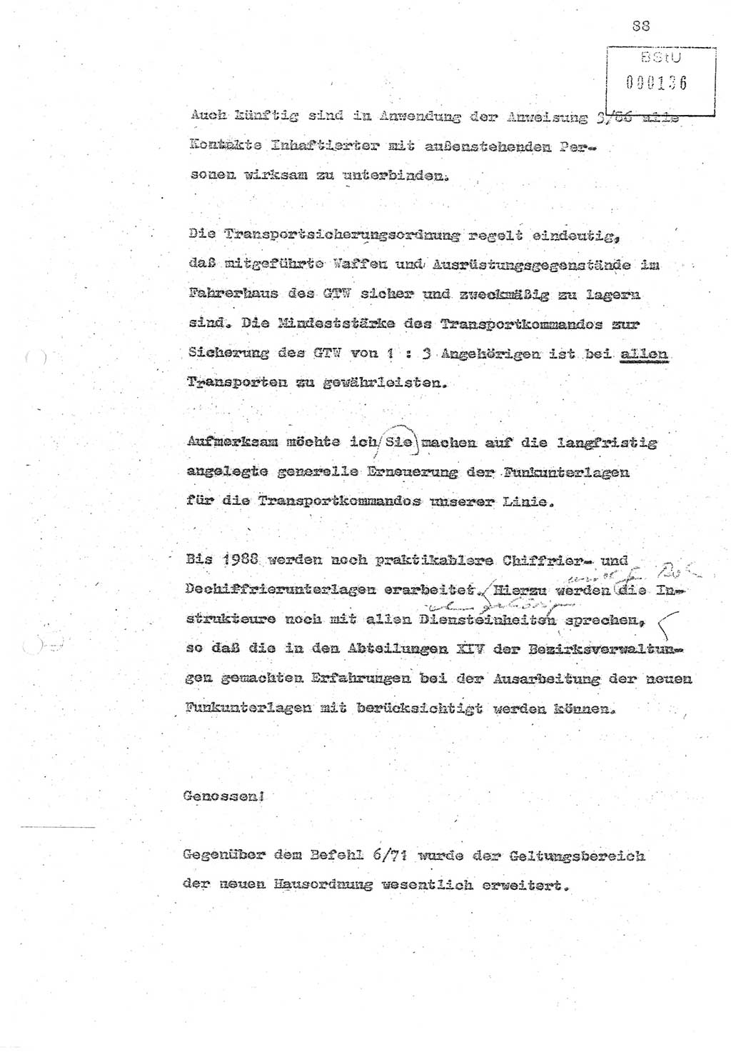 Referat (Oberst Siegfried Rataizick) zur Dienstkonferenz der Abteilung ⅩⅣ des MfS Berlin [Ministerium für Staatssicherheit, Deutsche Demokratische Republik (DDR)] Berlin-Hohenschönhausen vom 5.3.1986 bis 6.3.1986, Abteilung XIV, Berlin, 20.2.1986, Seite 88 (Ref. Di.-Konf. Abt. ⅩⅣ MfS DDR Bln. 1986, S. 88)
