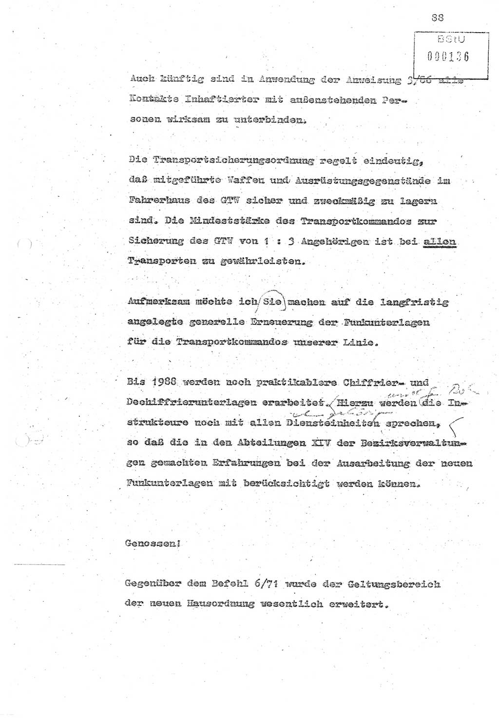 Referat (Oberst Siegfried Rataizick) zur Dienstkonferenz der Abteilung ⅩⅣ des MfS Berlin [Ministerium für Staatssicherheit, Deutsche Demokratische Republik (DDR)] Berlin-Hohenschönhausen vom 5.3.1986 bis 6.3.1986, Abteilung XIV, Berlin, 20.2.1986, Seite 88 (Ref. Di.-Konf. Abt. ⅩⅣ MfS DDR Bln. 1986, S. 88)