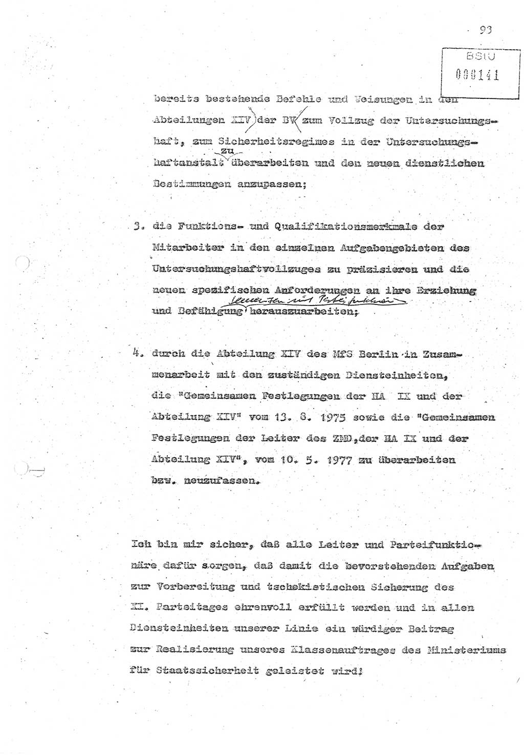 Referat (Oberst Siegfried Rataizick) zur Dienstkonferenz der Abteilung ⅩⅣ des MfS Berlin [Ministerium für Staatssicherheit, Deutsche Demokratische Republik (DDR)] Berlin-Hohenschönhausen vom 5.3.1986 bis 6.3.1986, Abteilung XIV, Berlin, 20.2.1986, Seite 93 (Ref. Di.-Konf. Abt. ⅩⅣ MfS DDR Bln. 1986, S. 93)