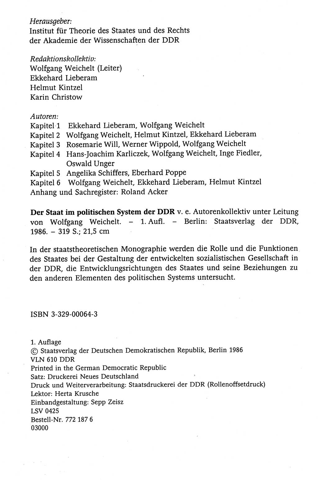 Der Staat im politischen System der DDR (Deutsche Demokratische Republik) 1986, Seite 4 (St. pol. Sys. DDR 1986, S. 4)