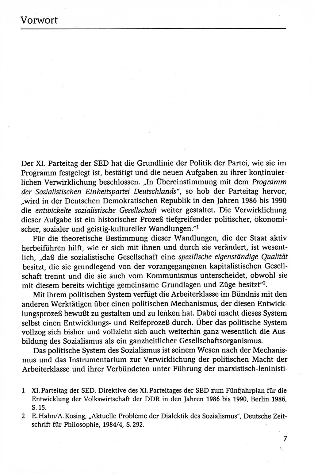 Der Staat im politischen System der DDR (Deutsche Demokratische Republik) 1986, Seite 7 (St. pol. Sys. DDR 1986, S. 7)