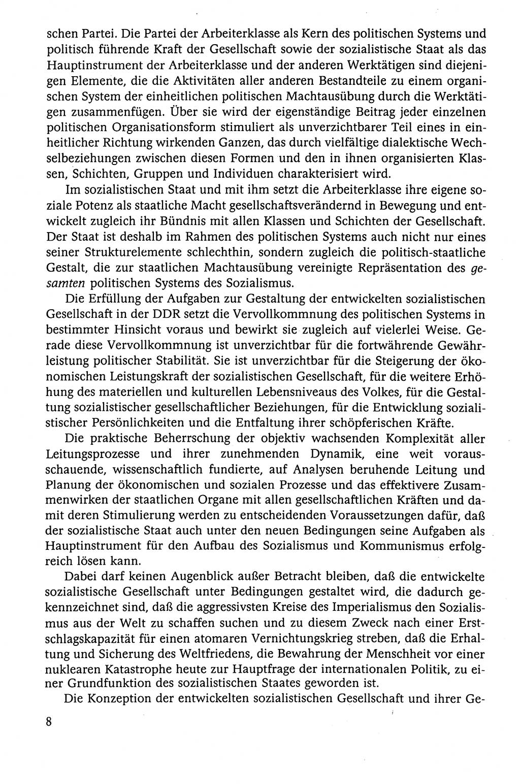 Der Staat im politischen System der DDR (Deutsche Demokratische Republik) 1986, Seite 8 (St. pol. Sys. DDR 1986, S. 8)