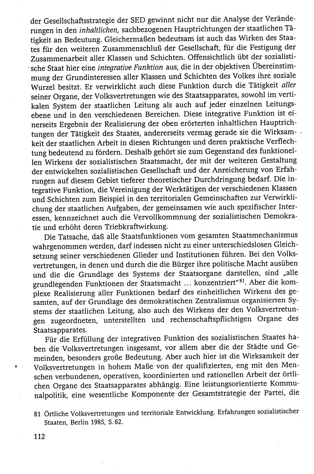 Der Staat im politischen System der DDR (Deutsche Demokratische Republik) 1986, Seite 112 (St. pol. Sys. DDR 1986, S. 112)