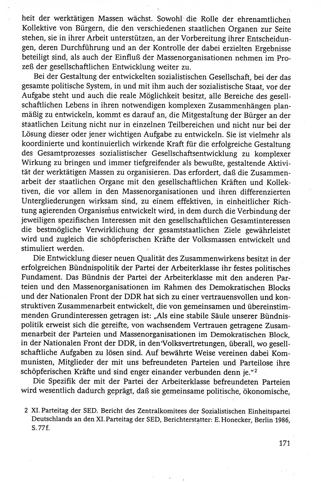 Der Staat im politischen System der DDR (Deutsche Demokratische Republik) 1986, Seite 171 (St. pol. Sys. DDR 1986, S. 171)
