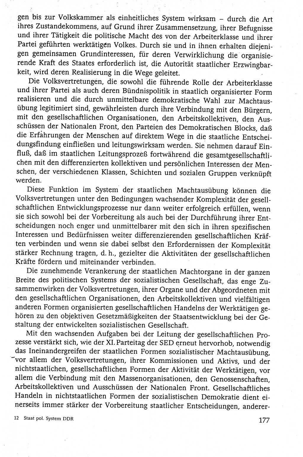 Der Staat im politischen System der DDR (Deutsche Demokratische Republik) 1986, Seite 177 (St. pol. Sys. DDR 1986, S. 177)