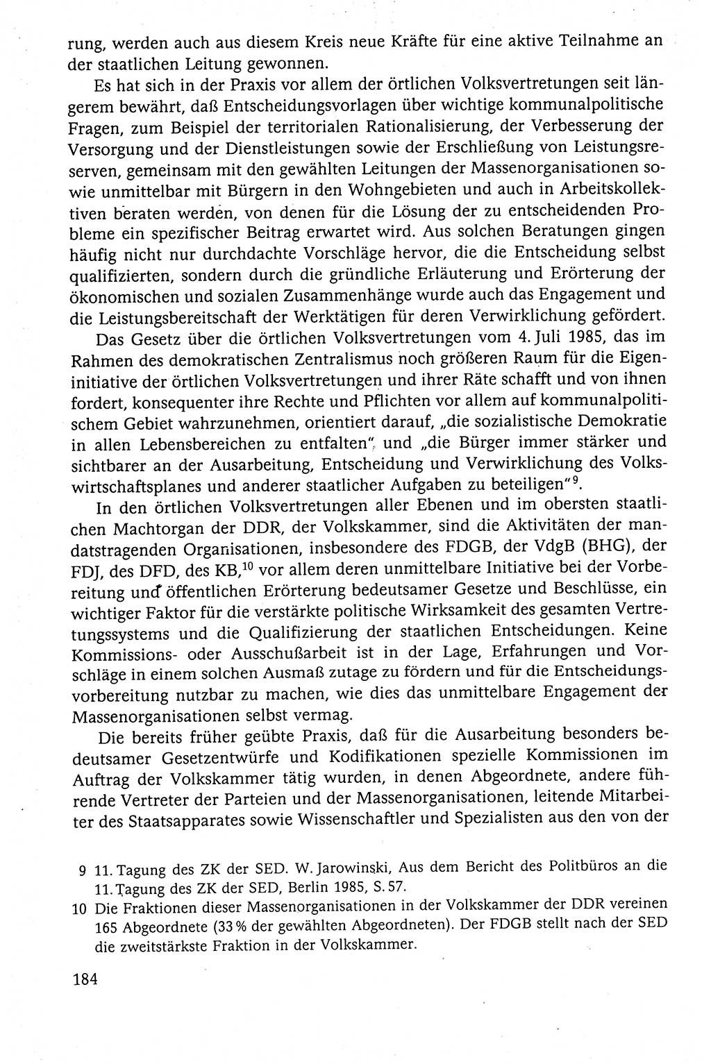 Der Staat im politischen System der DDR (Deutsche Demokratische Republik) 1986, Seite 184 (St. pol. Sys. DDR 1986, S. 184)