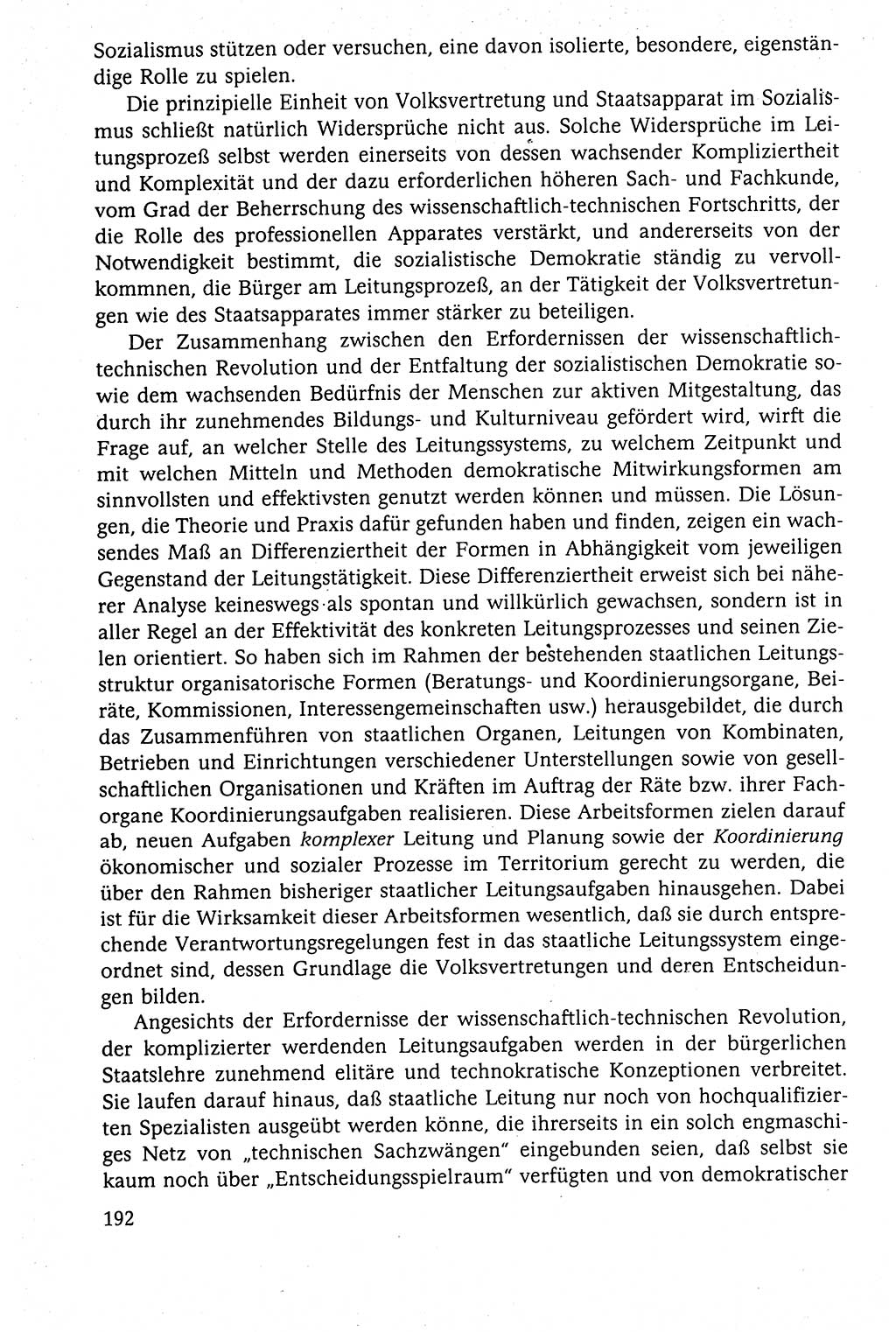 Der Staat im politischen System der DDR (Deutsche Demokratische Republik) 1986, Seite 192 (St. pol. Sys. DDR 1986, S. 192)