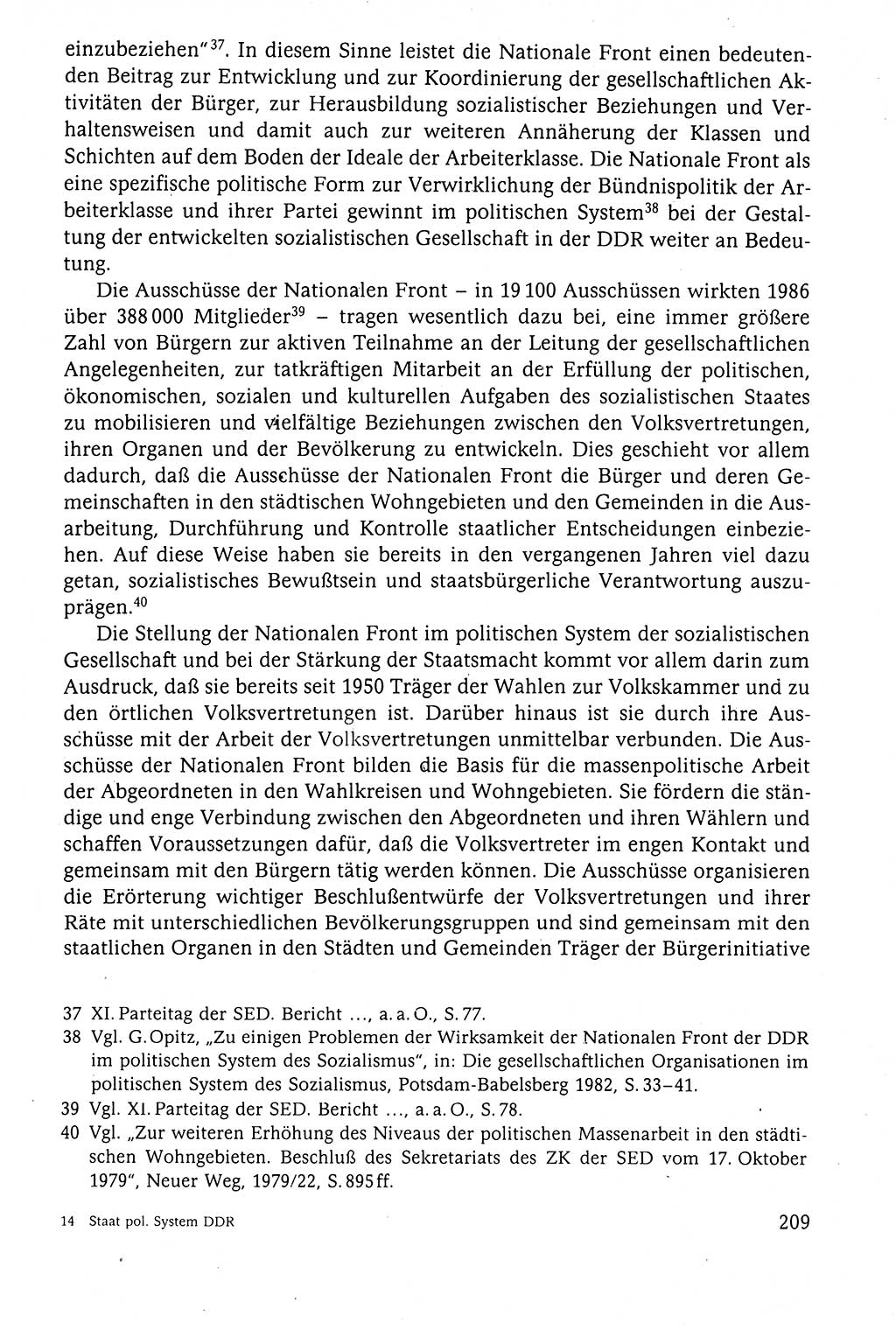 Der Staat im politischen System der DDR (Deutsche Demokratische Republik) 1986, Seite 209 (St. pol. Sys. DDR 1986, S. 209)