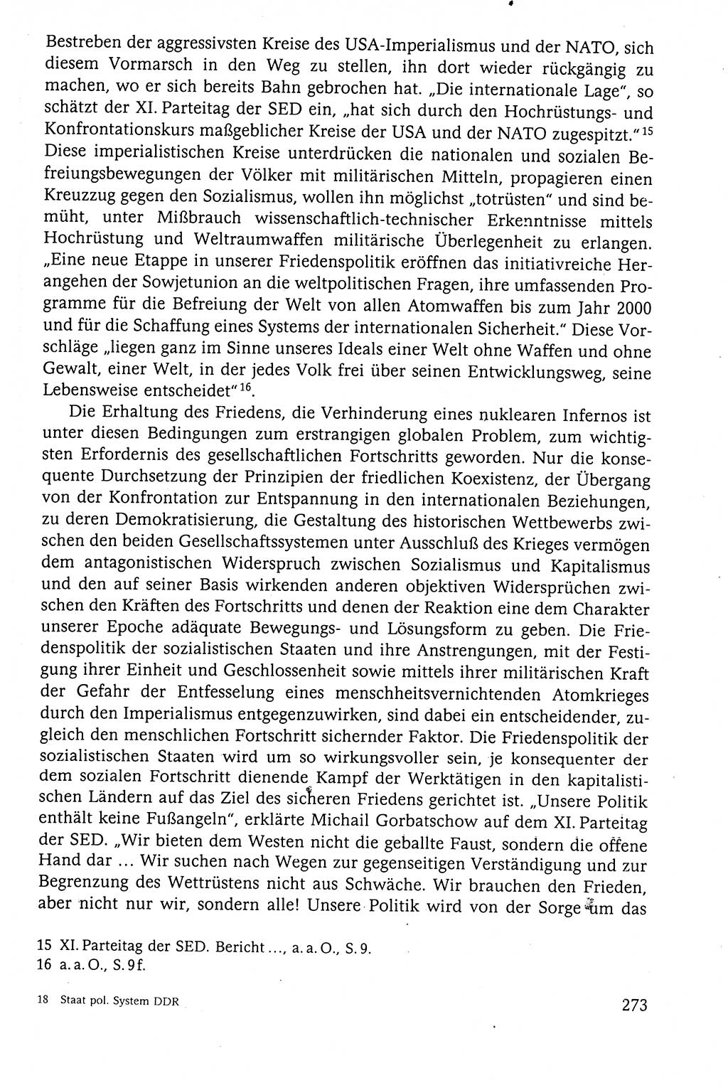 Der Staat im politischen System der DDR (Deutsche Demokratische Republik) 1986, Seite 273 (St. pol. Sys. DDR 1986, S. 273)