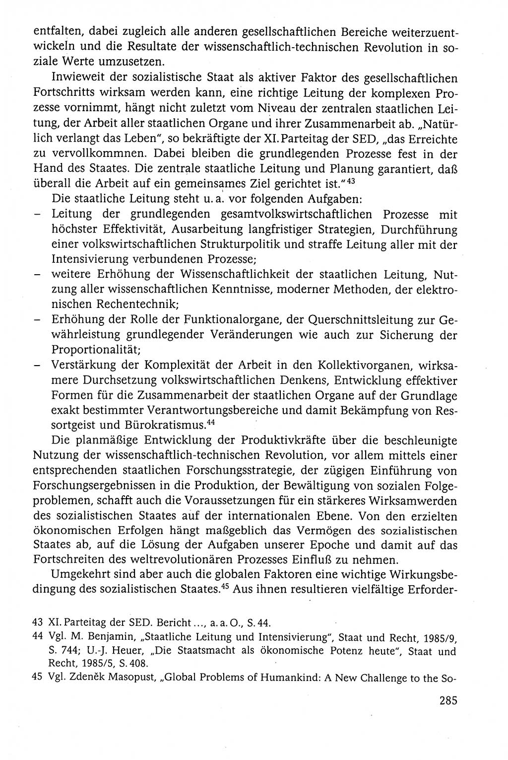 Der Staat im politischen System der DDR (Deutsche Demokratische Republik) 1986, Seite 285 (St. pol. Sys. DDR 1986, S. 285)