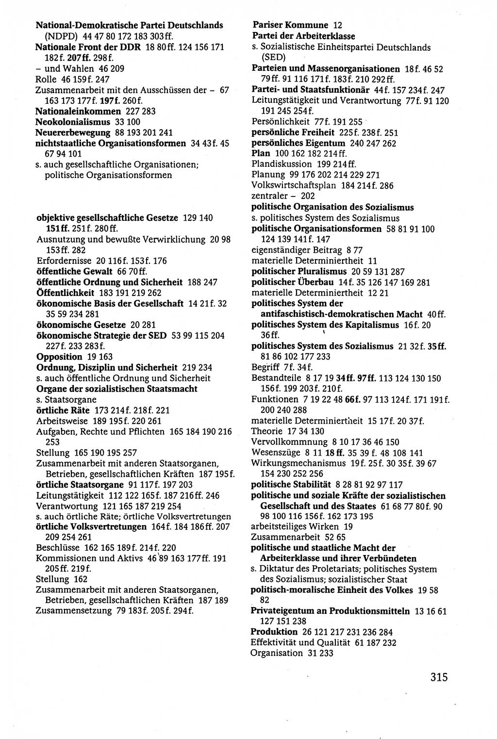 Der Staat im politischen System der DDR (Deutsche Demokratische Republik) 1986, Seite 315 (St. pol. Sys. DDR 1986, S. 315)