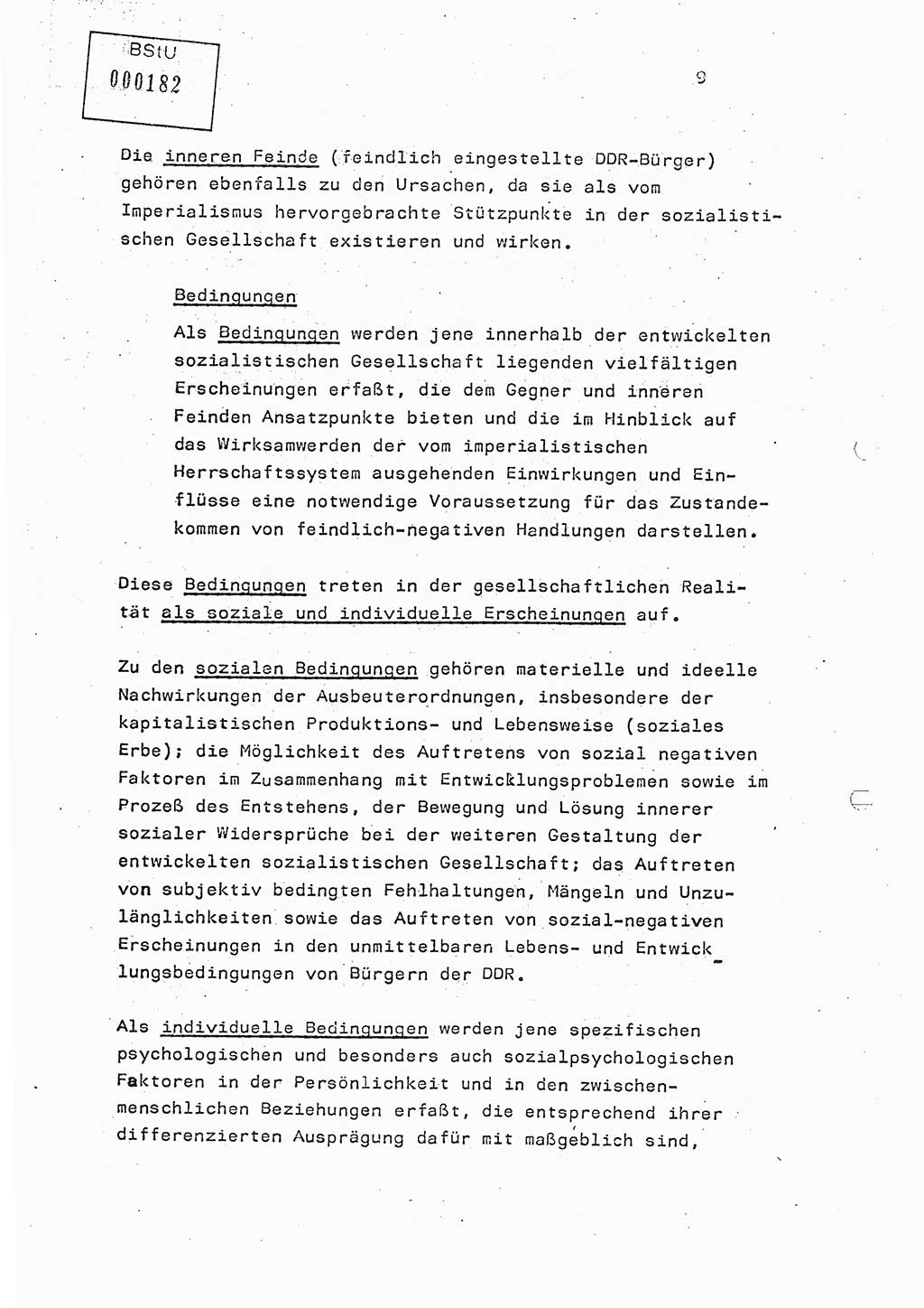 Studienmaterial Ministerium für Staatssicherheit (MfS) [Deutsche Demokratische Republik (DDR)], Hauptabteilung (HA) Ⅸ/ Auswertungs- und Kontrollgruppe (AKG), Berlin ca. 1986, Seite 9 (Stud.-Mat. MfS DDR HA Ⅸ/AKG 1986, S. 9)