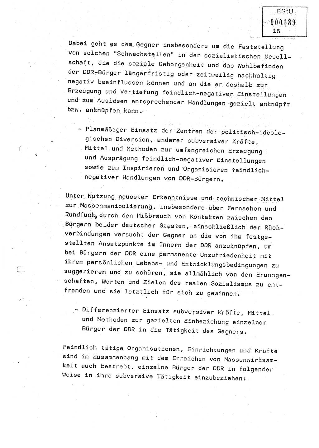 Studienmaterial Ministerium für Staatssicherheit (MfS) [Deutsche Demokratische Republik (DDR)], Hauptabteilung (HA) Ⅸ/ Auswertungs- und Kontrollgruppe (AKG), Berlin ca. 1986, Seite 16 (Stud.-Mat. MfS DDR HA Ⅸ/AKG 1986, S. 16)