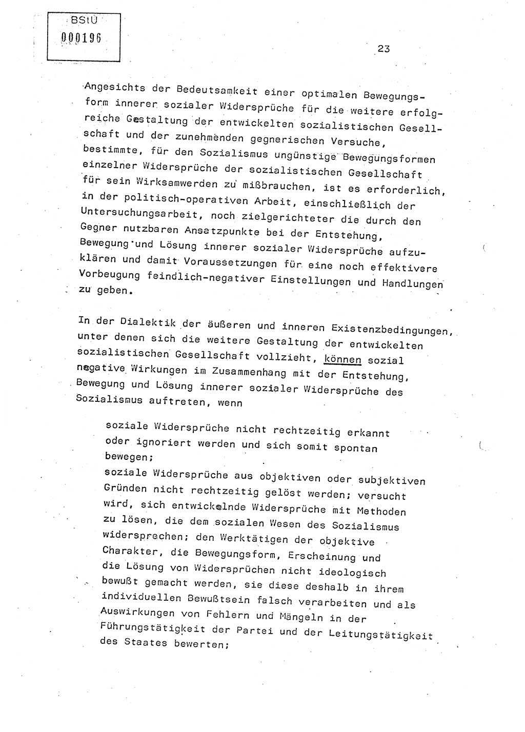 Studienmaterial Ministerium für Staatssicherheit (MfS) [Deutsche Demokratische Republik (DDR)], Hauptabteilung (HA) Ⅸ/ Auswertungs- und Kontrollgruppe (AKG), Berlin ca. 1986, Seite 23 (Stud.-Mat. MfS DDR HA Ⅸ/AKG 1986, S. 23)
