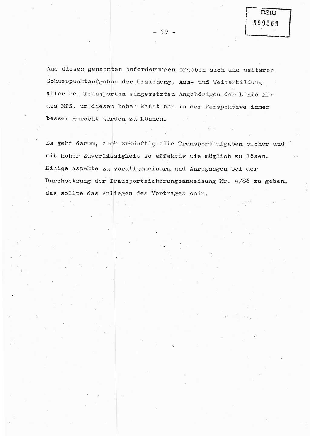 Schulungsmaterial Exemplar-Nr.: 7, Ministerium für Staatssicherheit [Deutsche Demokratische Republik (DDR)], Abteilung (Abt.) ⅩⅣ, Berlin 1986, Seite 39 (Sch.-Mat. Expl. 7 MfS DDR Abt. ⅩⅣ /86 1986, S. 39)