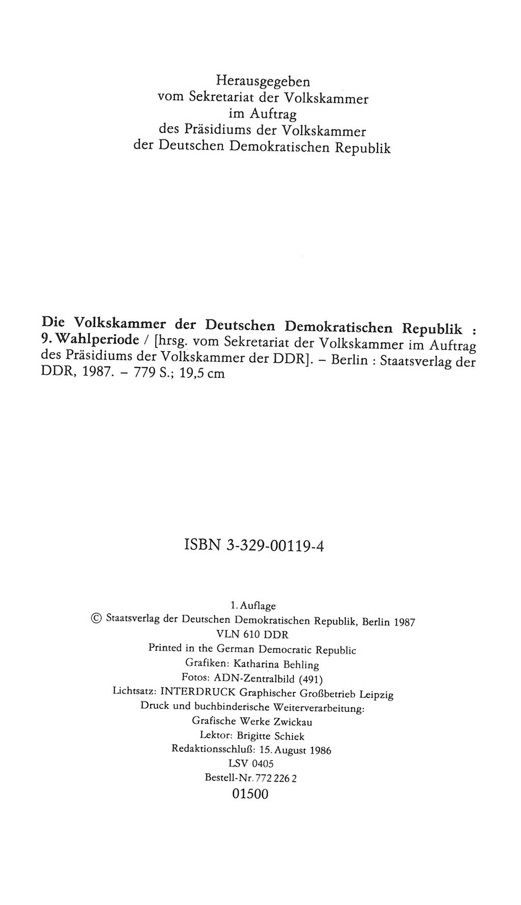 Volkskammer (VK) der Deutschen Demokratischen Republik (DDR), 9. Wahlperiode 1986-1990, Seite 4 (VK. DDR 9. WP. 1986-1990, S. 4)