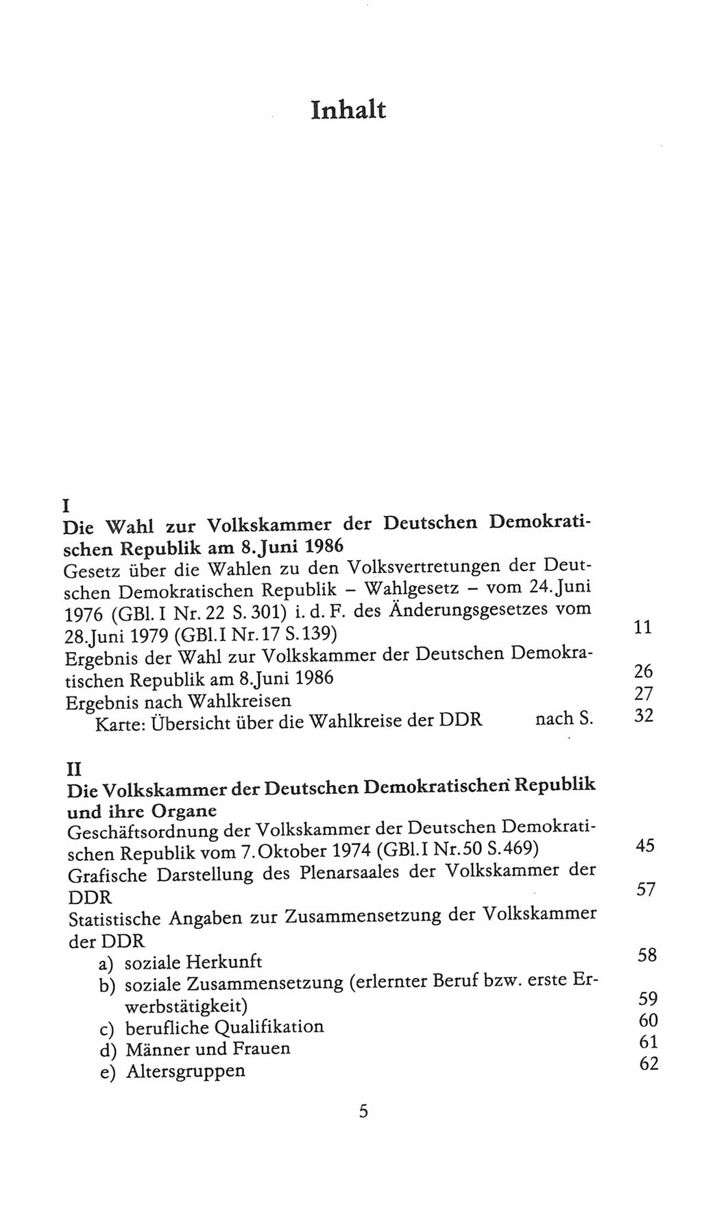Volkskammer (VK) der Deutschen Demokratischen Republik (DDR), 9. Wahlperiode 1986-1990, Seite 5 (VK. DDR 9. WP. 1986-1990, S. 5)
