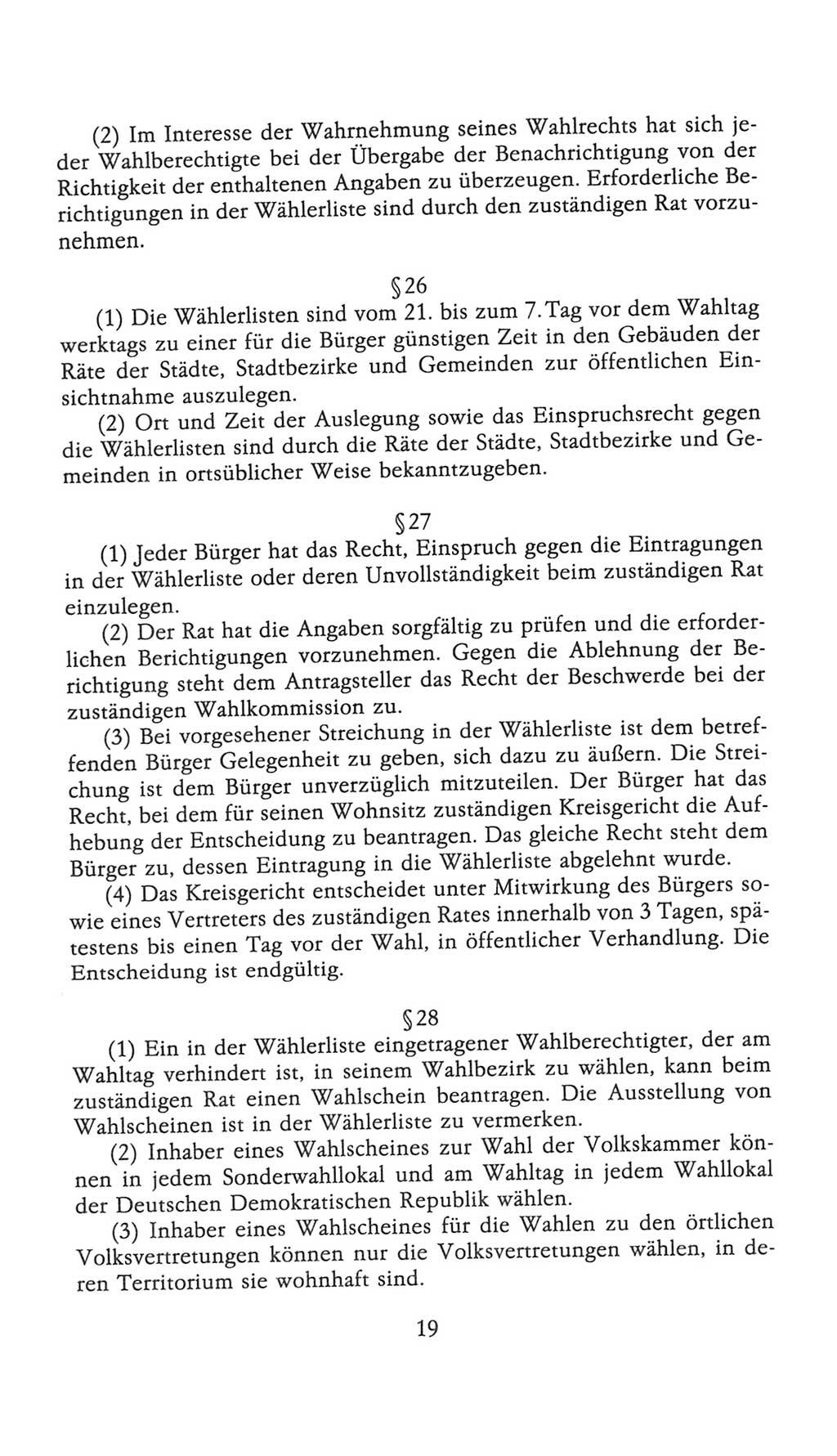 Volkskammer (VK) der Deutschen Demokratischen Republik (DDR), 9. Wahlperiode 1986-1990, Seite 19 (VK. DDR 9. WP. 1986-1990, S. 19)