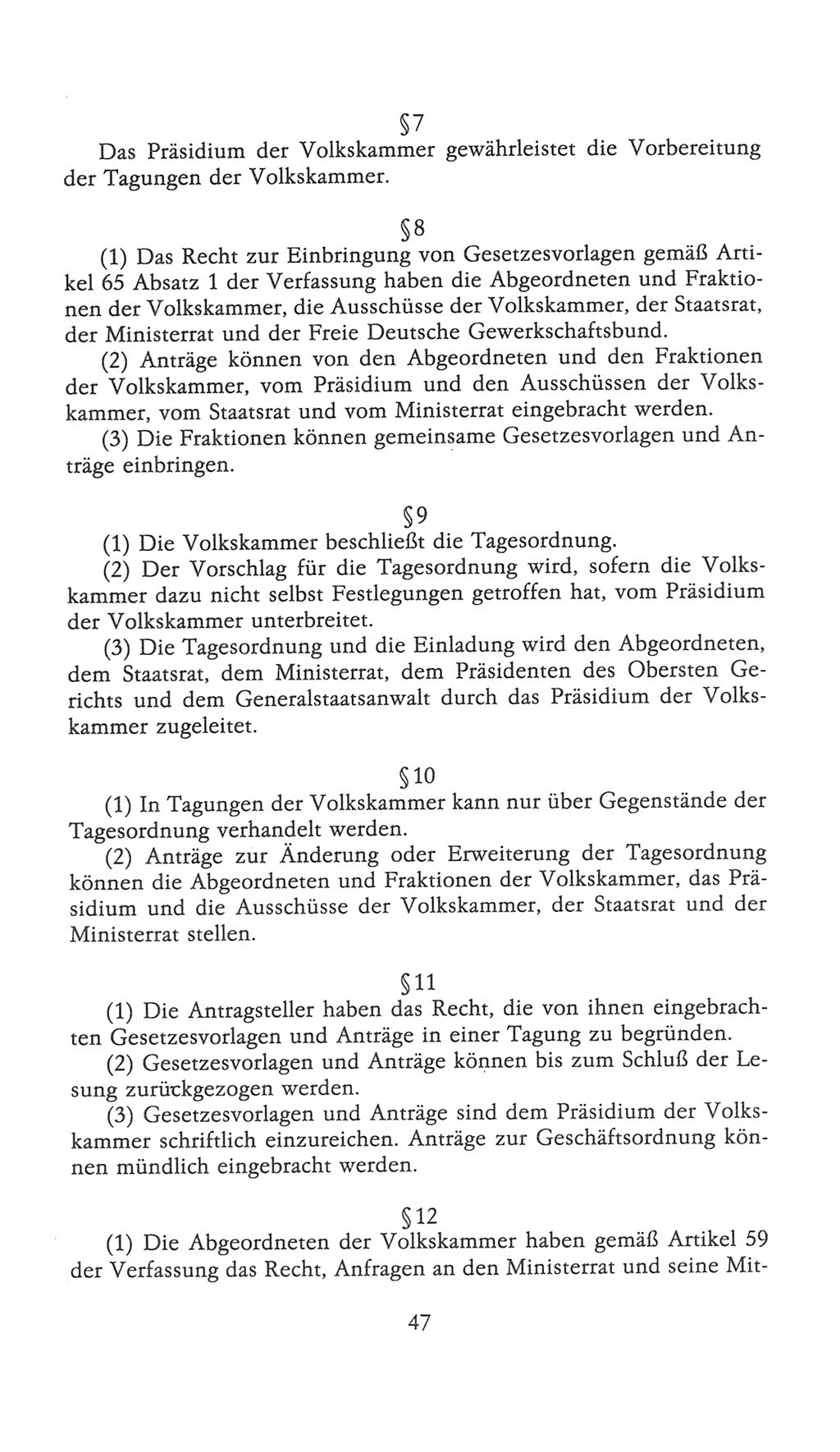 Volkskammer (VK) der Deutschen Demokratischen Republik (DDR), 9. Wahlperiode 1986-1990, Seite 47 (VK. DDR 9. WP. 1986-1990, S. 47)