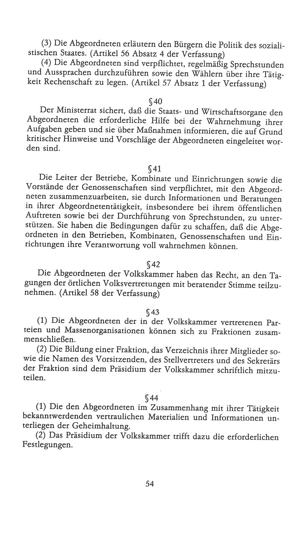 Volkskammer (VK) der Deutschen Demokratischen Republik (DDR), 9. Wahlperiode 1986-1990, Seite 54 (VK. DDR 9. WP. 1986-1990, S. 54)