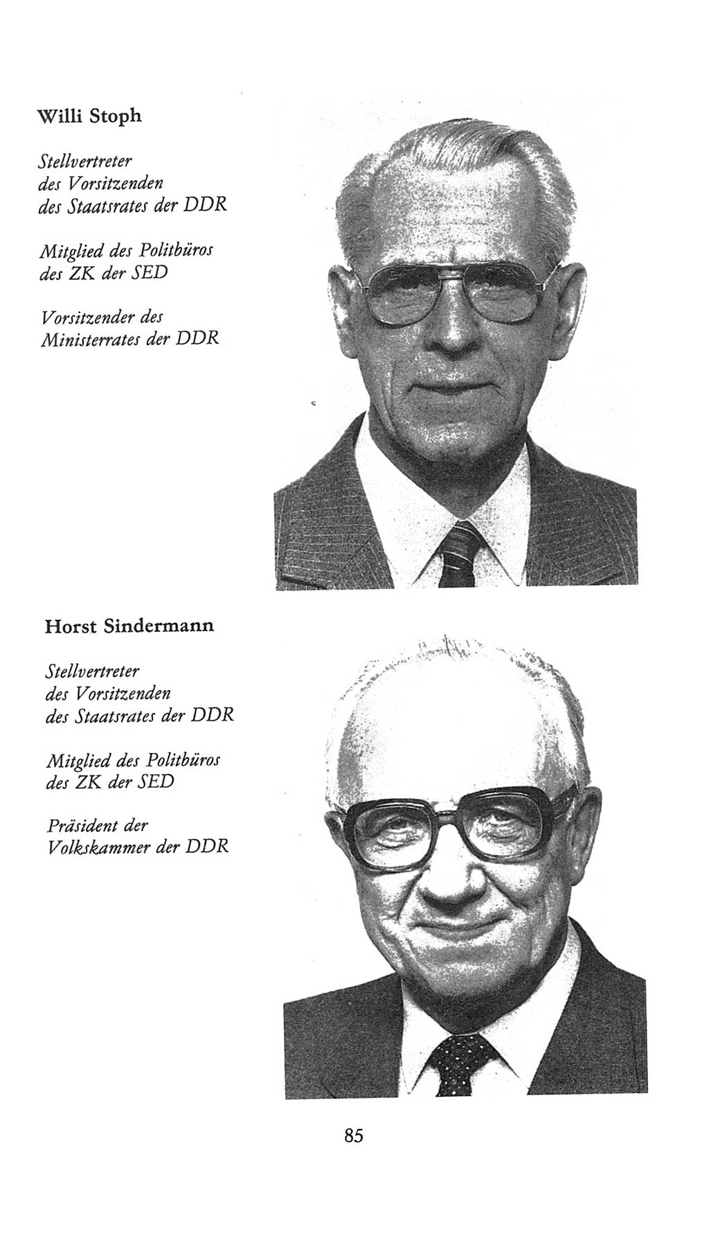 Volkskammer (VK) der Deutschen Demokratischen Republik (DDR), 9. Wahlperiode 1986-1990, Seite 85 (VK. DDR 9. WP. 1986-1990, S. 85)