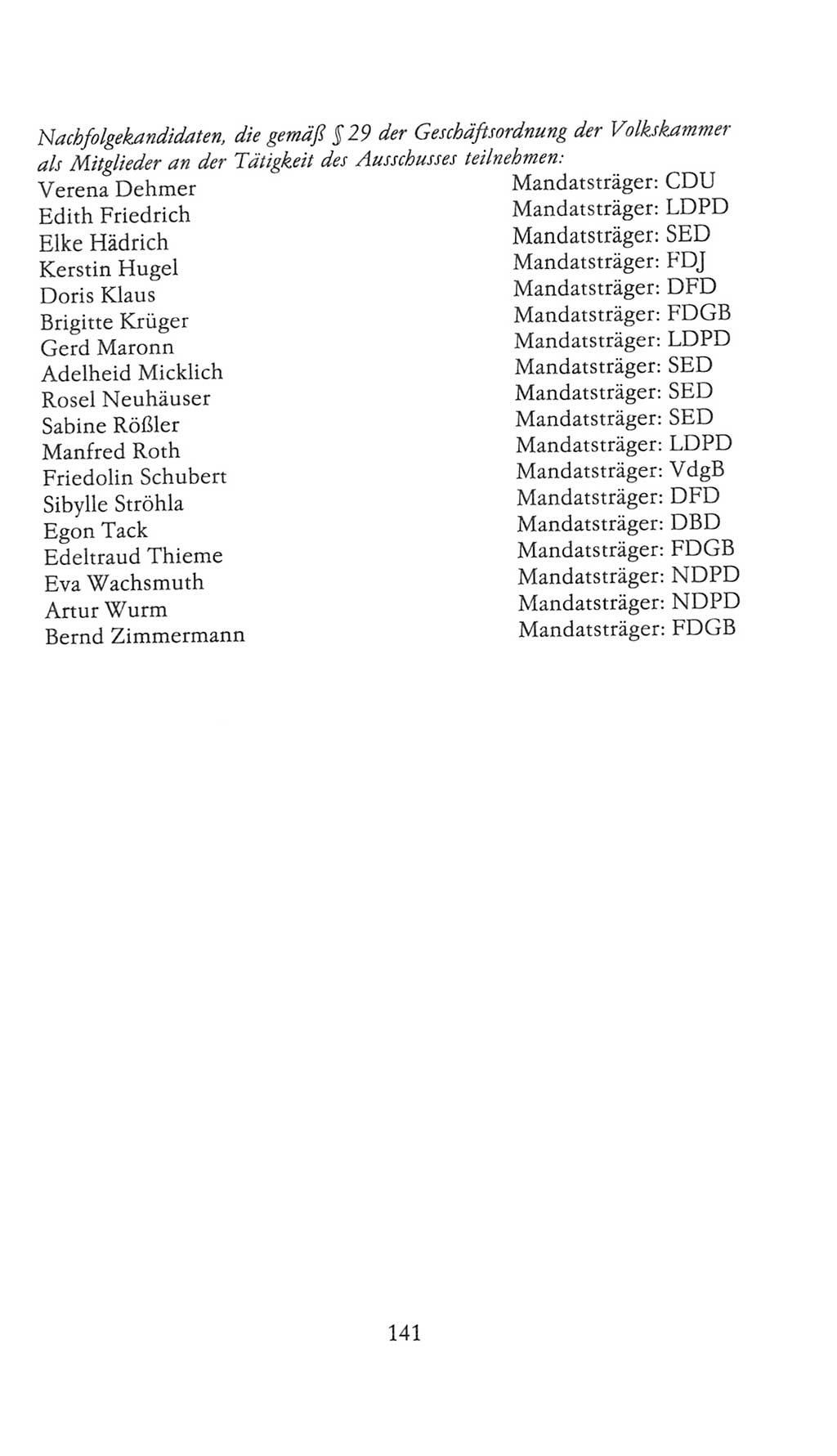 Volkskammer (VK) der Deutschen Demokratischen Republik (DDR), 9. Wahlperiode 1986-1990, Seite 141 (VK. DDR 9. WP. 1986-1990, S. 141)