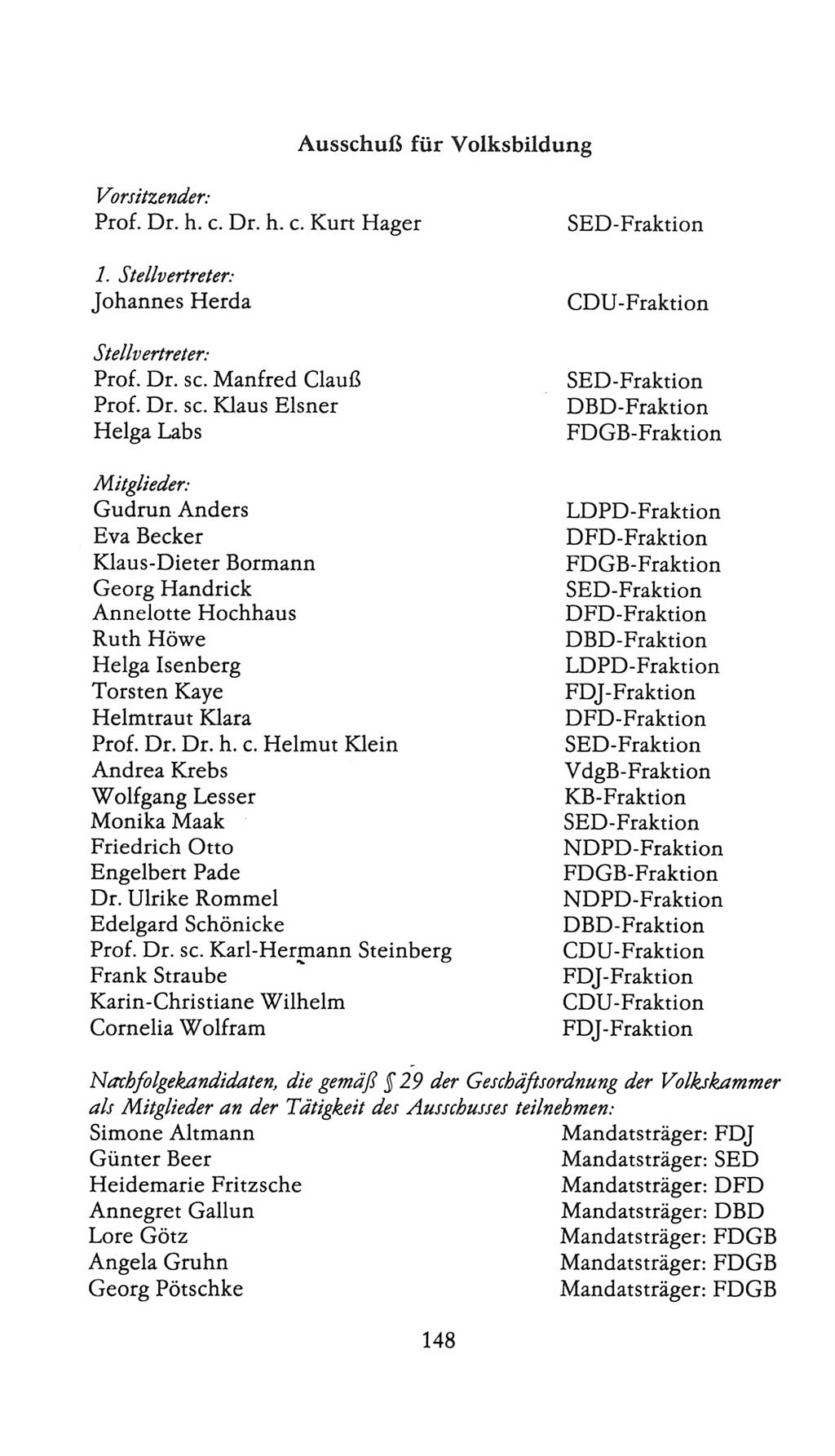 Volkskammer (VK) der Deutschen Demokratischen Republik (DDR), 9. Wahlperiode 1986-1990, Seite 148 (VK. DDR 9. WP. 1986-1990, S. 148)