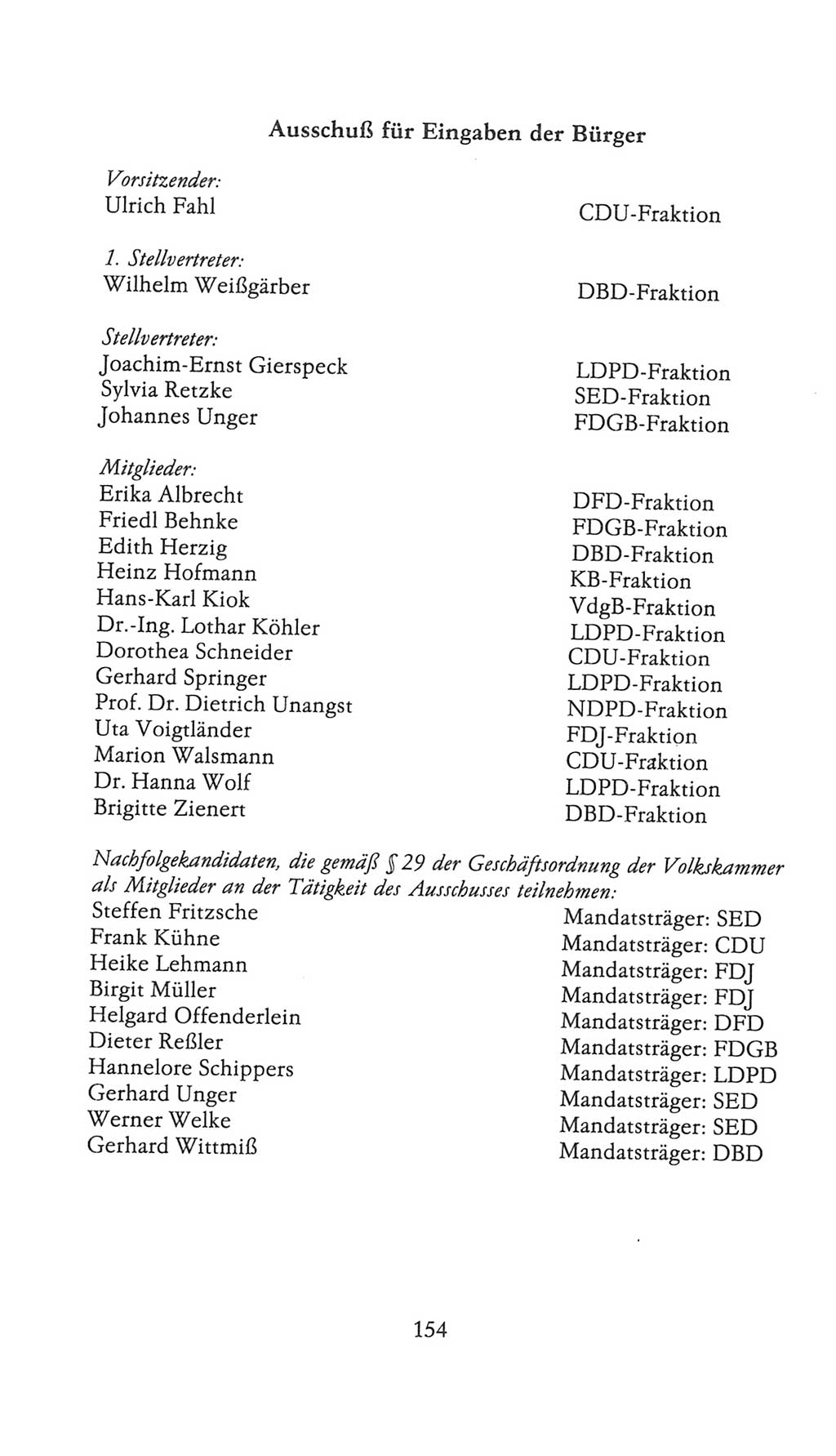 Volkskammer (VK) der Deutschen Demokratischen Republik (DDR), 9. Wahlperiode 1986-1990, Seite 154 (VK. DDR 9. WP. 1986-1990, S. 154)