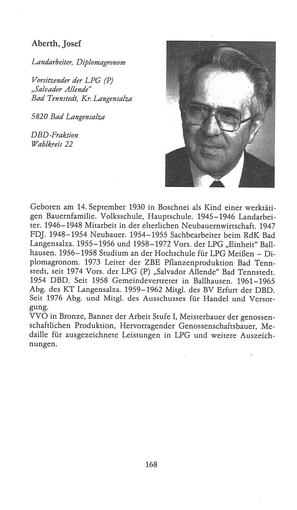 Volkskammer (VK) der Deutschen Demokratischen Republik (DDR), 9. Wahlperiode 1986-1990, Seite 168 (VK. DDR 9. WP. 1986-1990, S. 168)