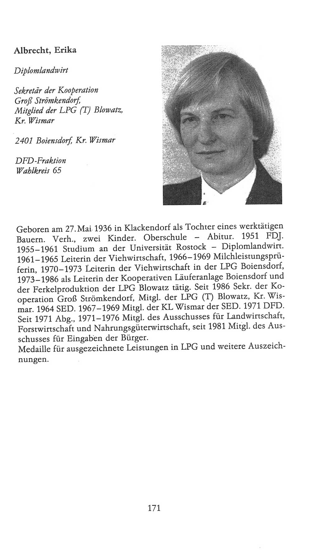 Volkskammer (VK) der Deutschen Demokratischen Republik (DDR), 9. Wahlperiode 1986-1990, Seite 171 (VK. DDR 9. WP. 1986-1990, S. 171)