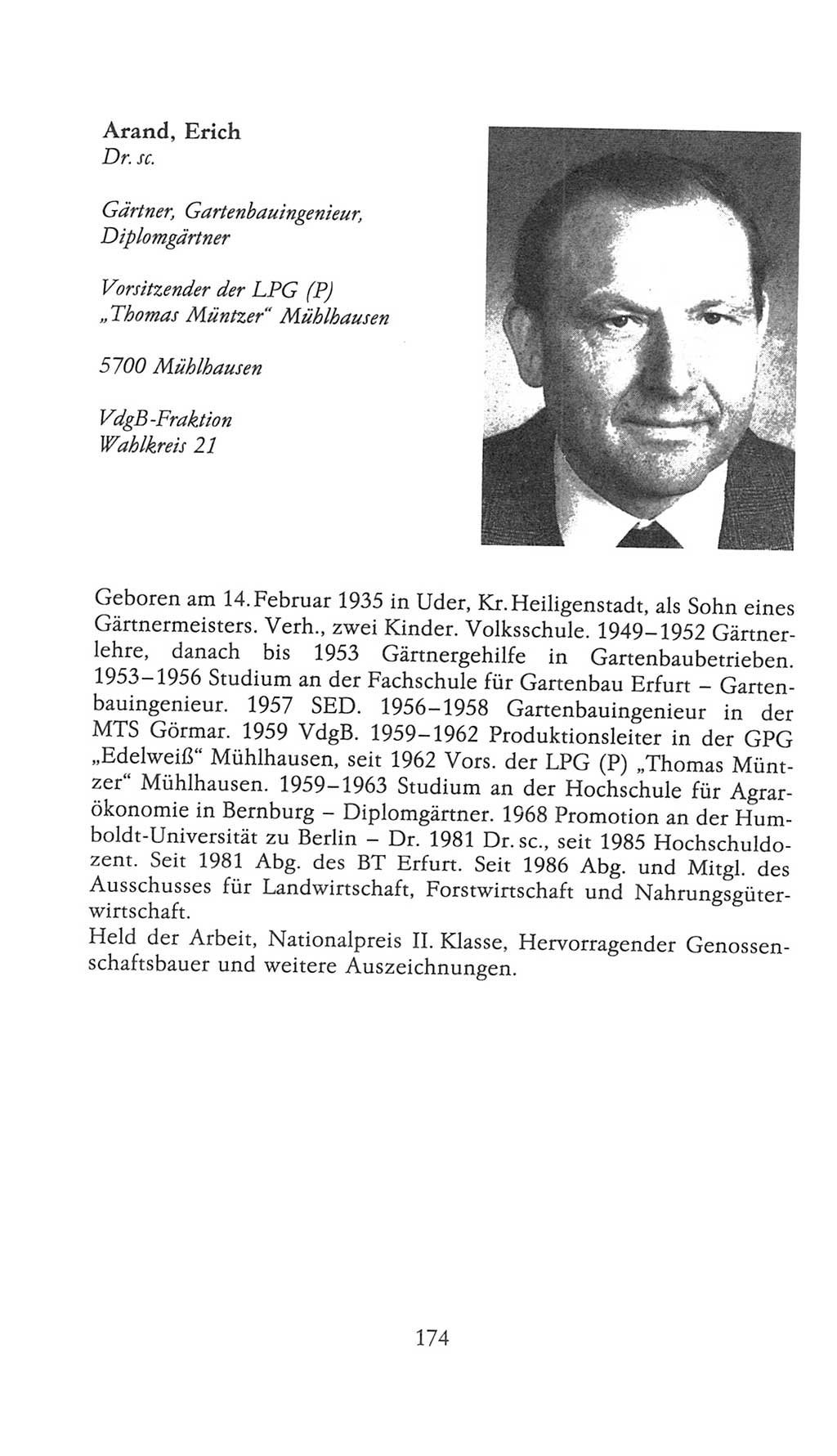 Volkskammer (VK) der Deutschen Demokratischen Republik (DDR), 9. Wahlperiode 1986-1990, Seite 174 (VK. DDR 9. WP. 1986-1990, S. 174)