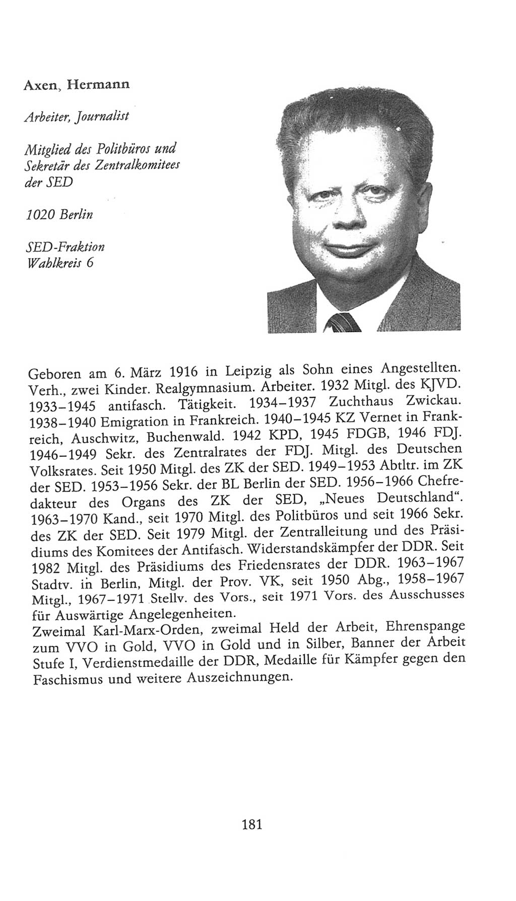 Volkskammer (VK) der Deutschen Demokratischen Republik (DDR), 9. Wahlperiode 1986-1990, Seite 181 (VK. DDR 9. WP. 1986-1990, S. 181)