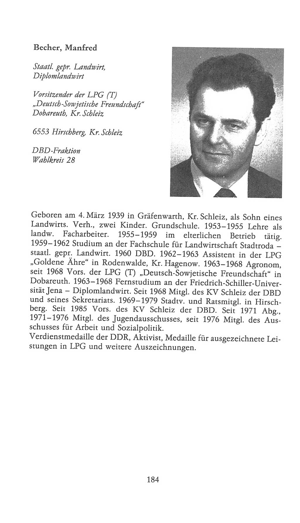 Volkskammer (VK) der Deutschen Demokratischen Republik (DDR), 9. Wahlperiode 1986-1990, Seite 184 (VK. DDR 9. WP. 1986-1990, S. 184)