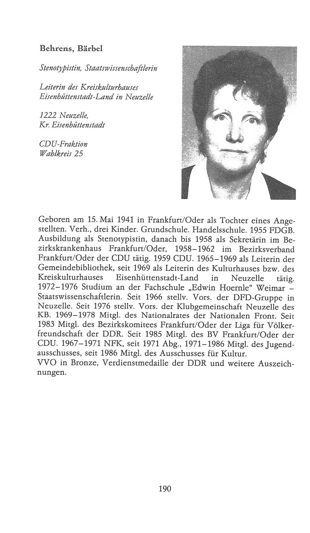 Volkskammer (VK) der Deutschen Demokratischen Republik (DDR), 9. Wahlperiode 1986-1990, Seite 190 (VK. DDR 9. WP. 1986-1990, S. 190)