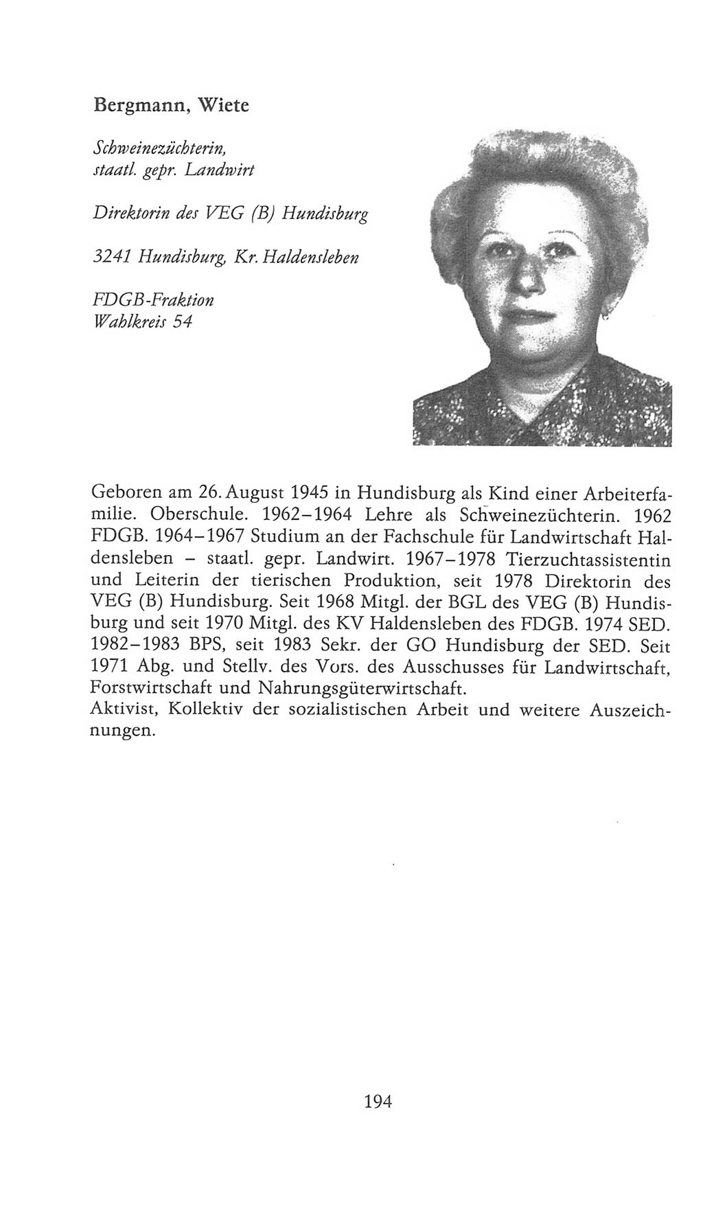 Volkskammer (VK) der Deutschen Demokratischen Republik (DDR), 9. Wahlperiode 1986-1990, Seite 194 (VK. DDR 9. WP. 1986-1990, S. 194)