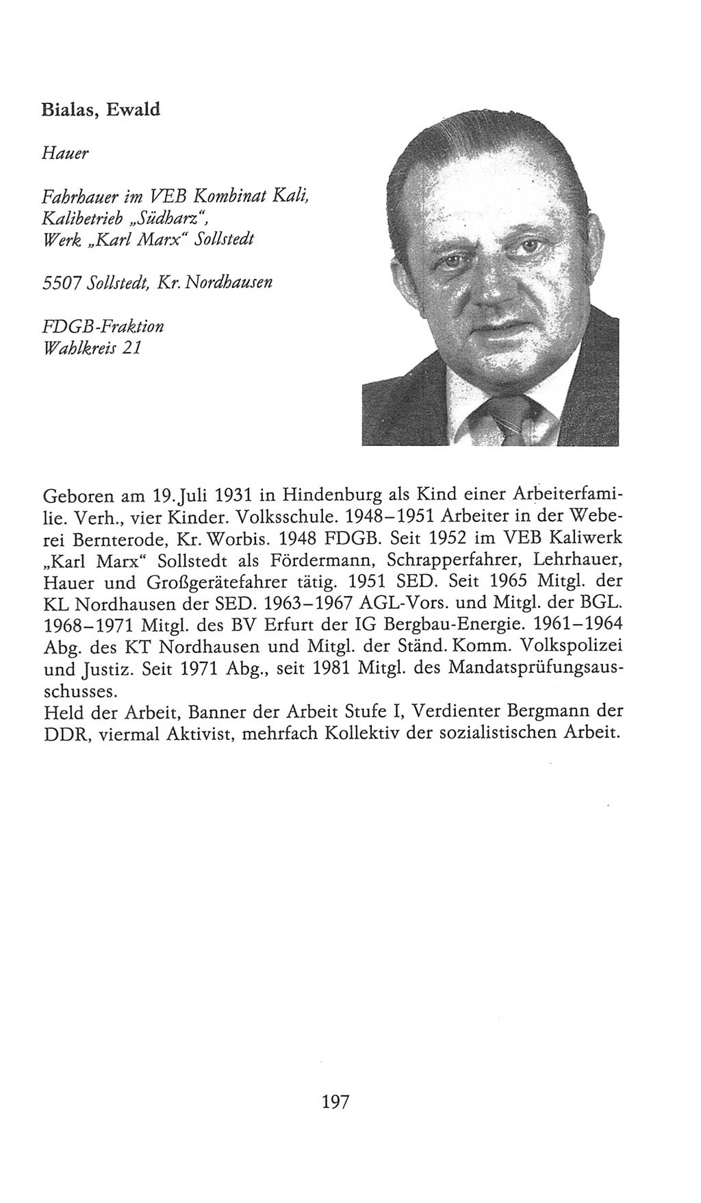 Volkskammer (VK) der Deutschen Demokratischen Republik (DDR), 9. Wahlperiode 1986-1990, Seite 197 (VK. DDR 9. WP. 1986-1990, S. 197)