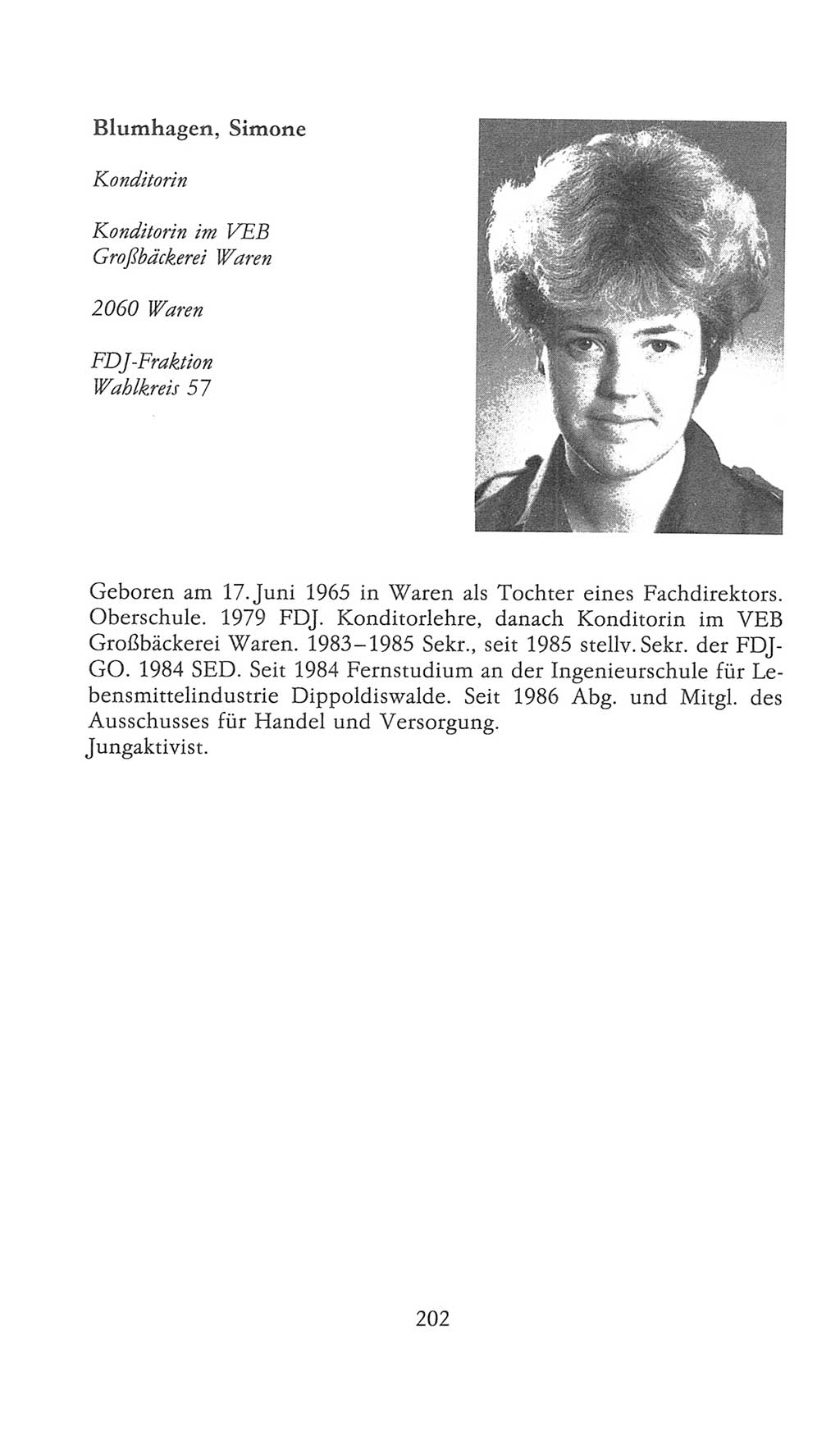 Volkskammer (VK) der Deutschen Demokratischen Republik (DDR), 9. Wahlperiode 1986-1990, Seite 202 (VK. DDR 9. WP. 1986-1990, S. 202)