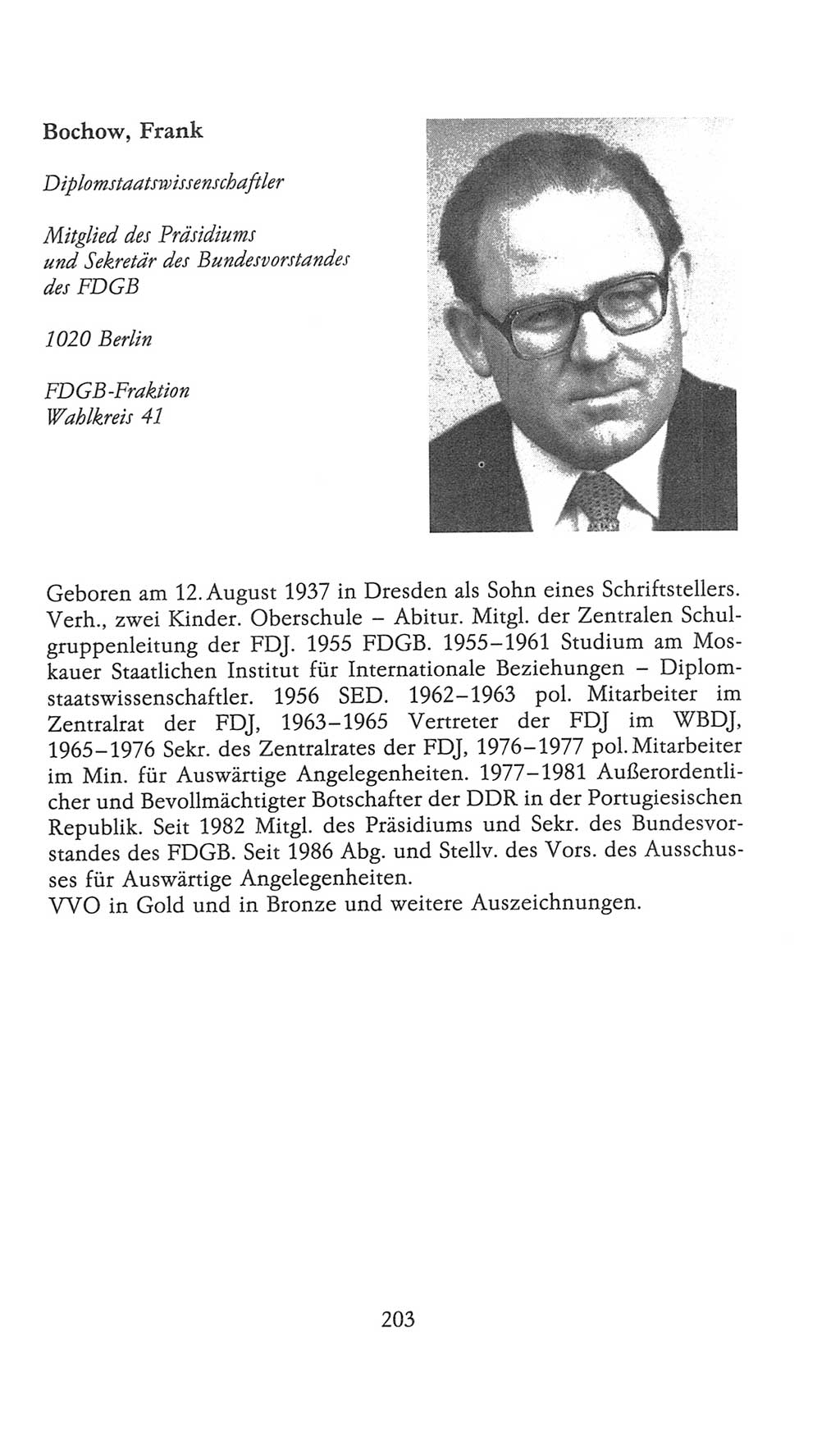 Volkskammer (VK) der Deutschen Demokratischen Republik (DDR), 9. Wahlperiode 1986-1990, Seite 203 (VK. DDR 9. WP. 1986-1990, S. 203)