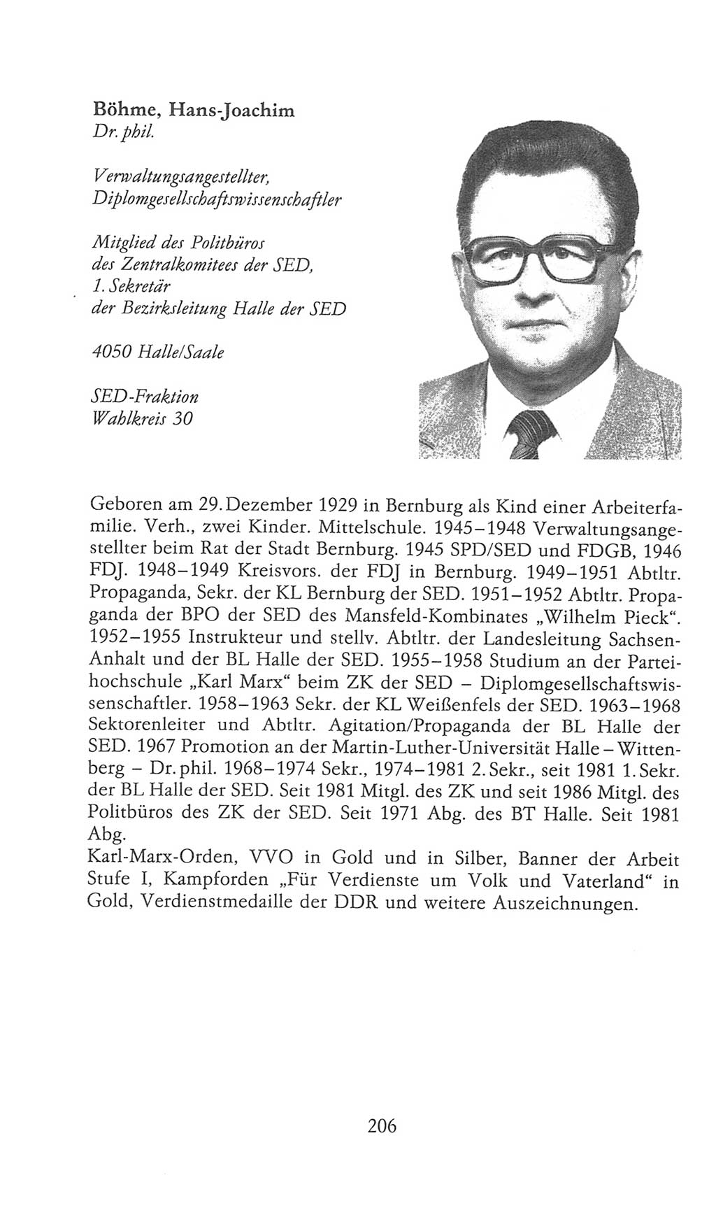 Volkskammer (VK) der Deutschen Demokratischen Republik (DDR), 9. Wahlperiode 1986-1990, Seite 206 (VK. DDR 9. WP. 1986-1990, S. 206)