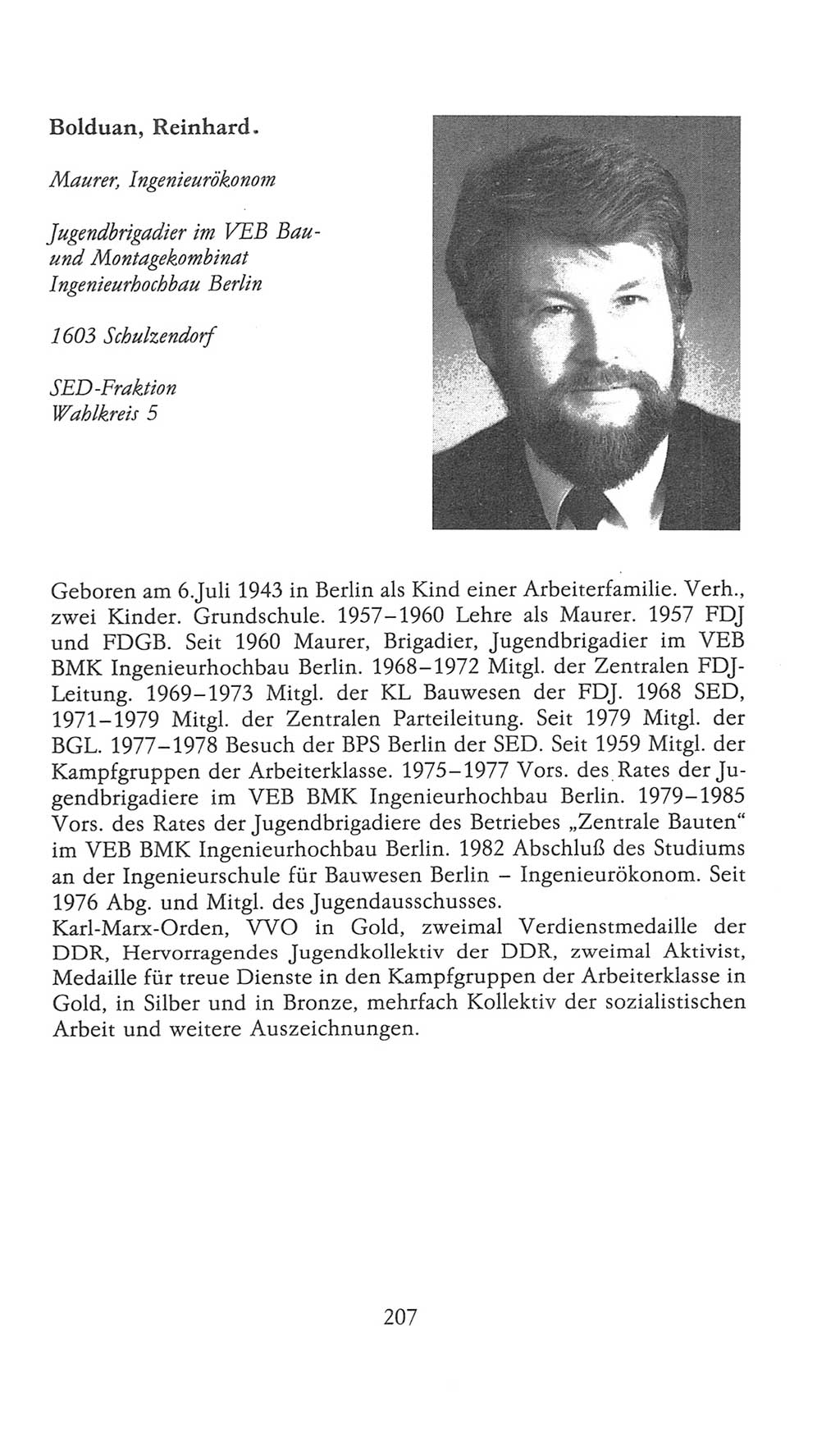 Volkskammer (VK) der Deutschen Demokratischen Republik (DDR), 9. Wahlperiode 1986-1990, Seite 207 (VK. DDR 9. WP. 1986-1990, S. 207)
