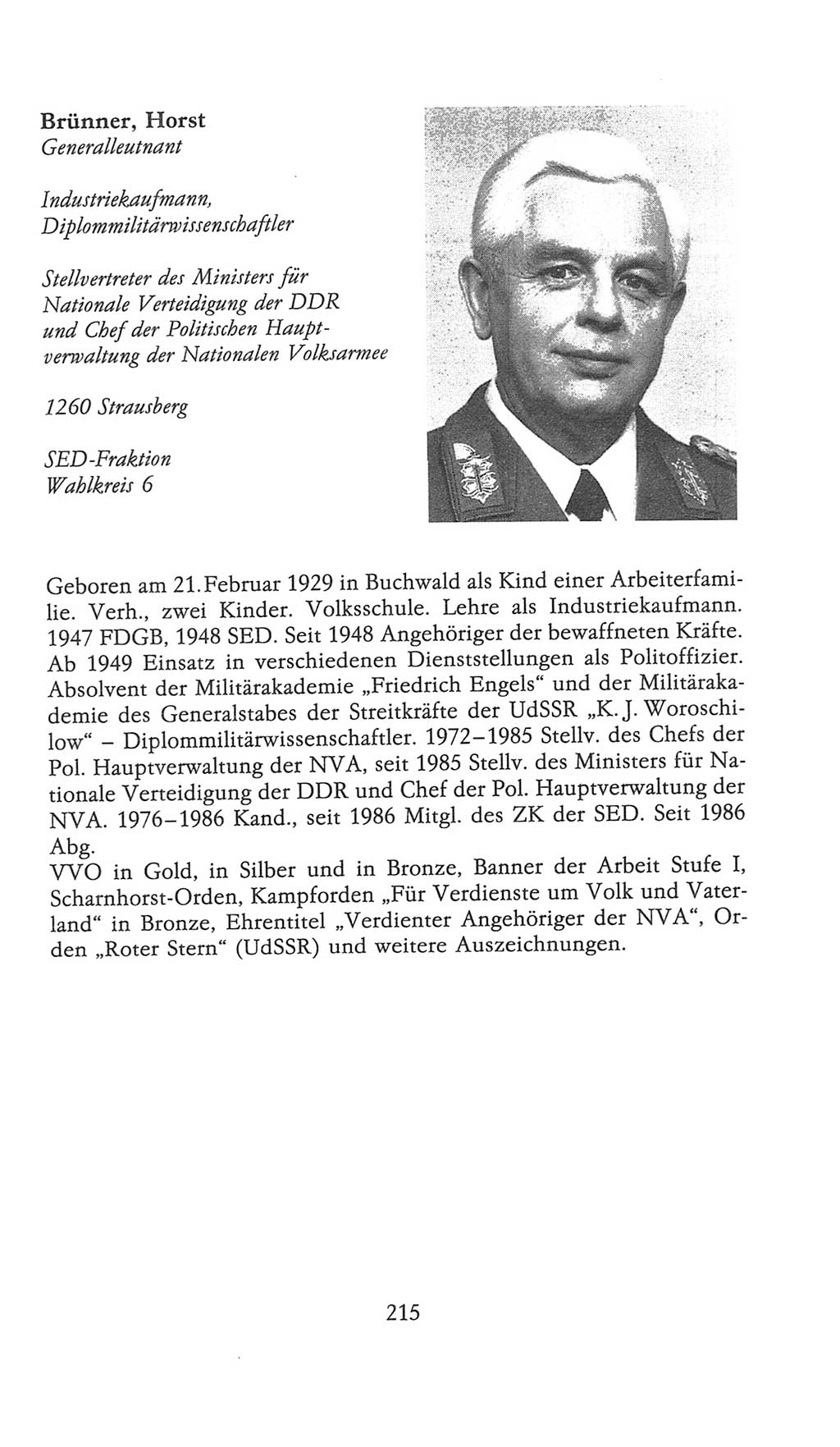 Volkskammer (VK) der Deutschen Demokratischen Republik (DDR), 9. Wahlperiode 1986-1990, Seite 215 (VK. DDR 9. WP. 1986-1990, S. 215)