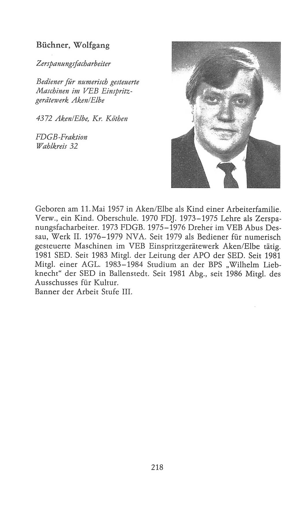 Volkskammer (VK) der Deutschen Demokratischen Republik (DDR), 9. Wahlperiode 1986-1990, Seite 218 (VK. DDR 9. WP. 1986-1990, S. 218)