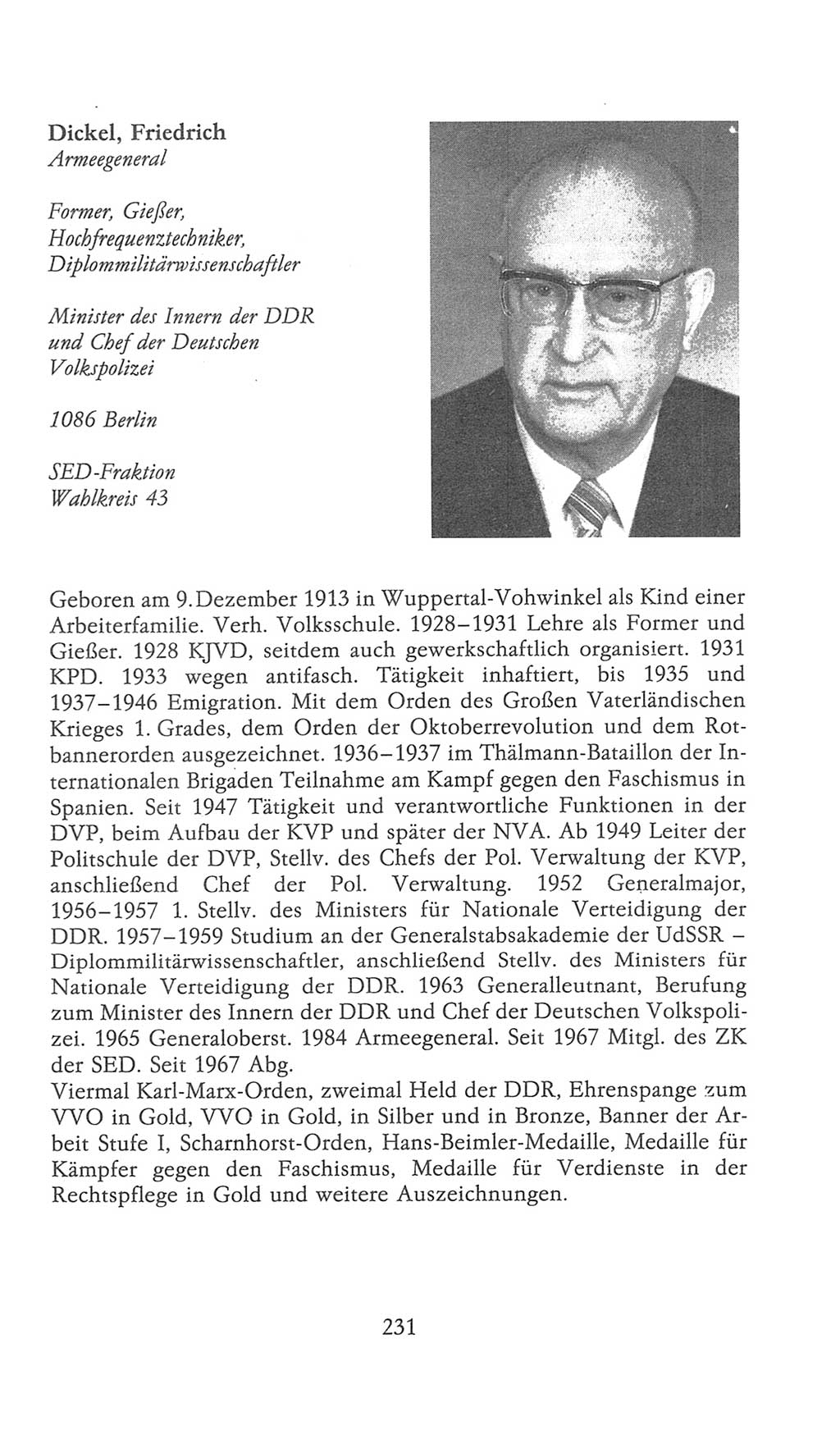 Volkskammer (VK) der Deutschen Demokratischen Republik (DDR), 9. Wahlperiode 1986-1990, Seite 231 (VK. DDR 9. WP. 1986-1990, S. 231)