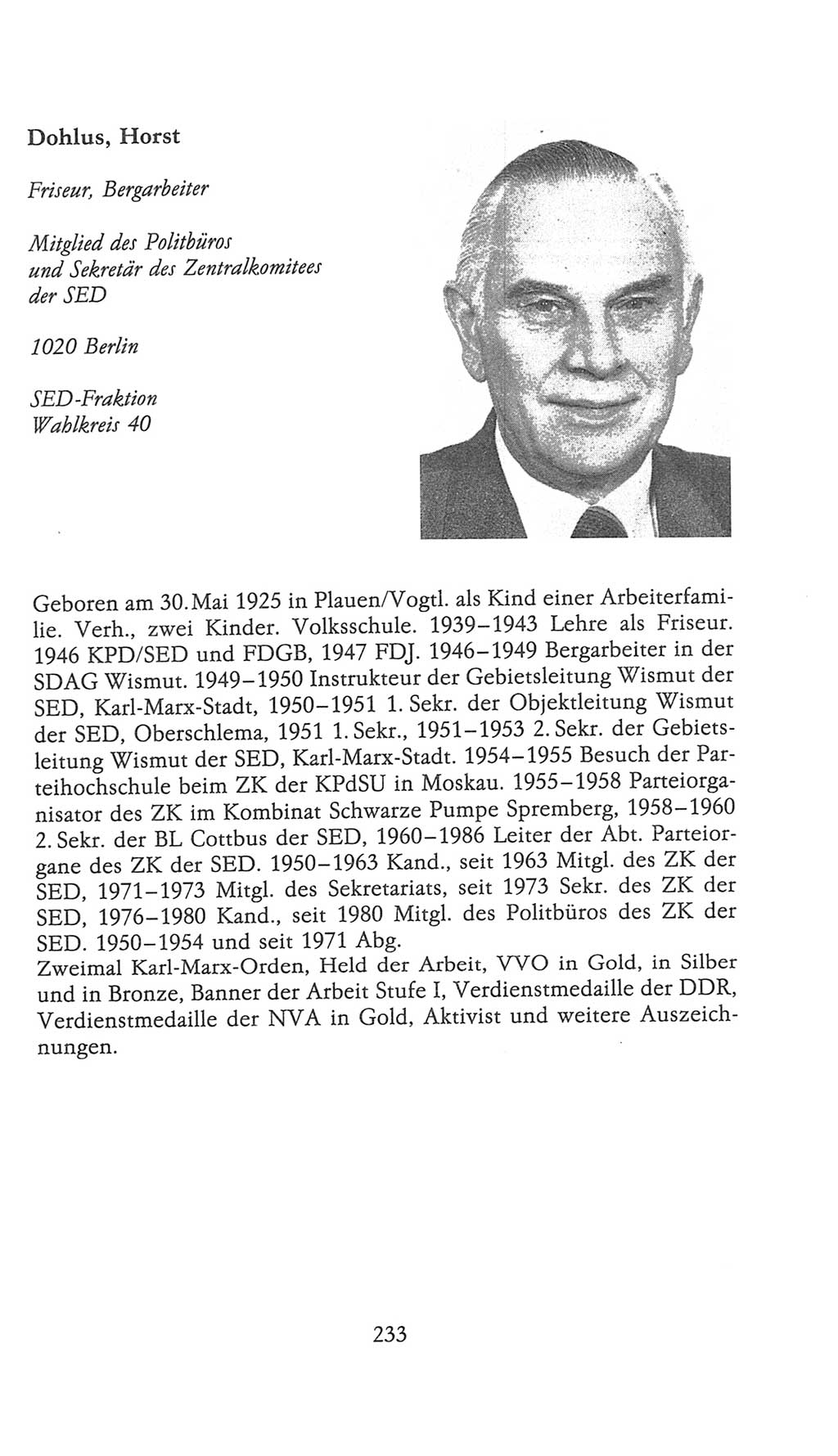Volkskammer (VK) der Deutschen Demokratischen Republik (DDR), 9. Wahlperiode 1986-1990, Seite 233 (VK. DDR 9. WP. 1986-1990, S. 233)