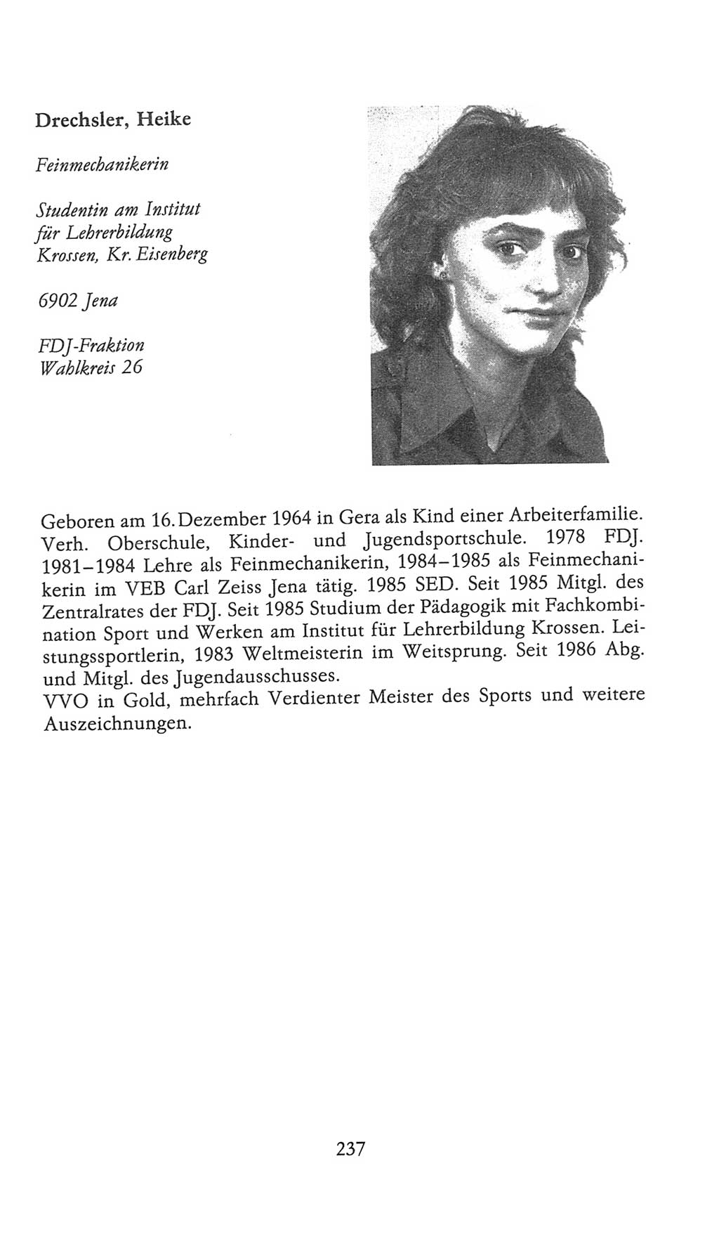 Volkskammer (VK) der Deutschen Demokratischen Republik (DDR), 9. Wahlperiode 1986-1990, Seite 237 (VK. DDR 9. WP. 1986-1990, S. 237)