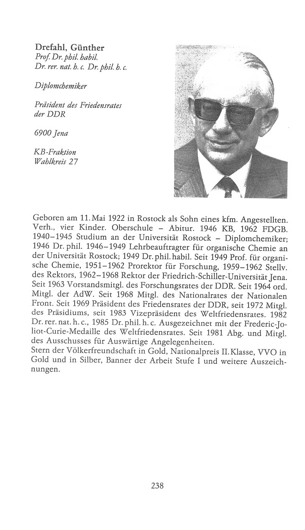 Volkskammer (VK) der Deutschen Demokratischen Republik (DDR), 9. Wahlperiode 1986-1990, Seite 238 (VK. DDR 9. WP. 1986-1990, S. 238)