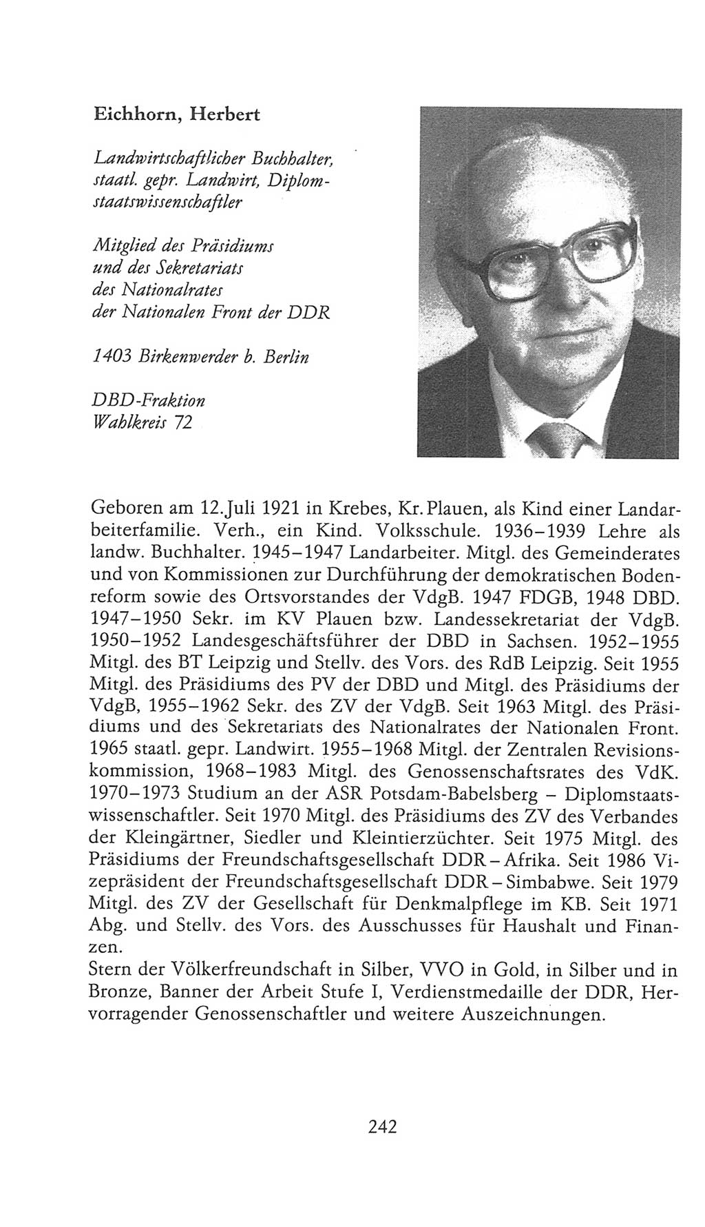 Volkskammer (VK) der Deutschen Demokratischen Republik (DDR), 9. Wahlperiode 1986-1990, Seite 242 (VK. DDR 9. WP. 1986-1990, S. 242)
