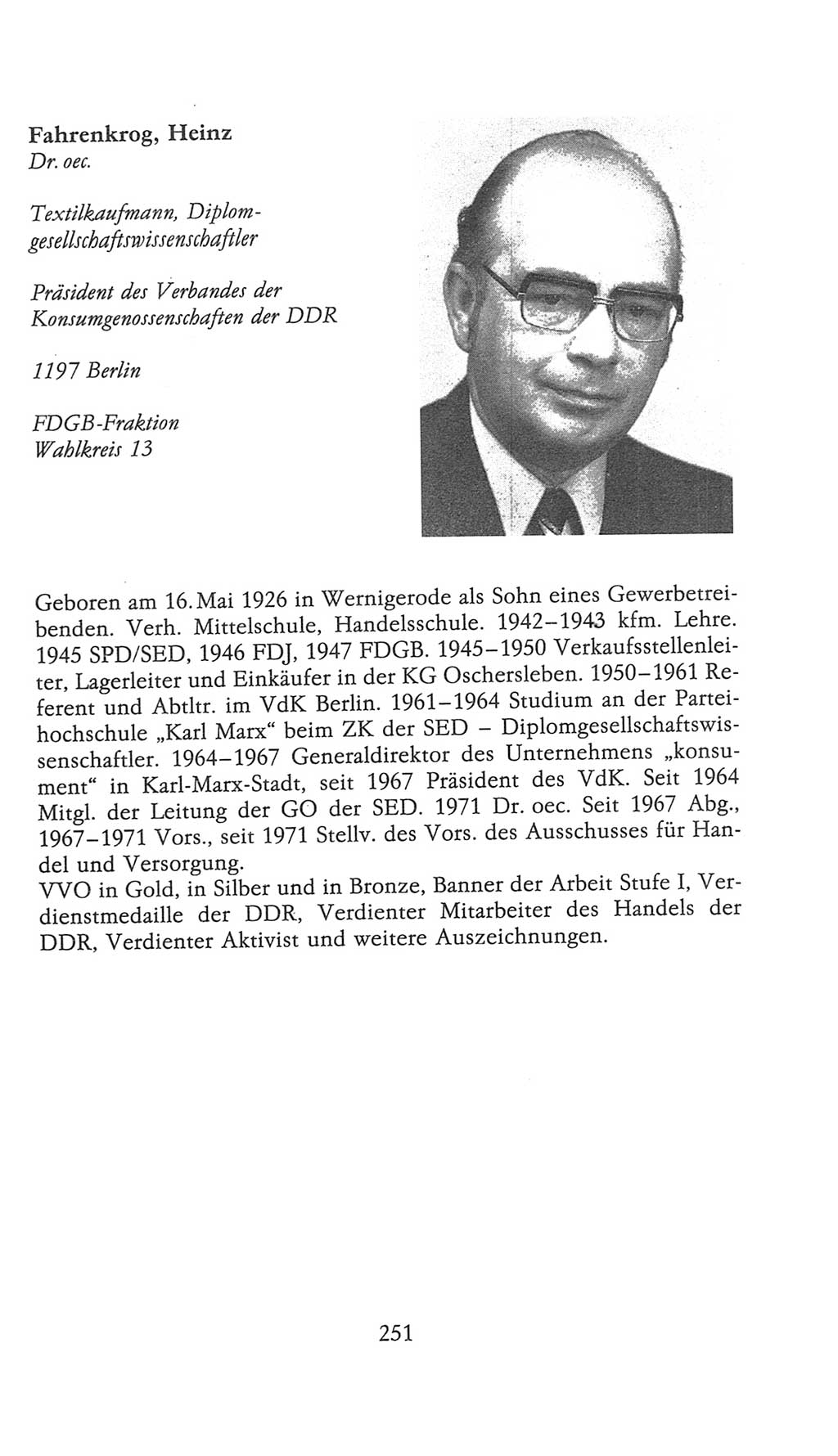 Volkskammer (VK) der Deutschen Demokratischen Republik (DDR), 9. Wahlperiode 1986-1990, Seite 251 (VK. DDR 9. WP. 1986-1990, S. 251)