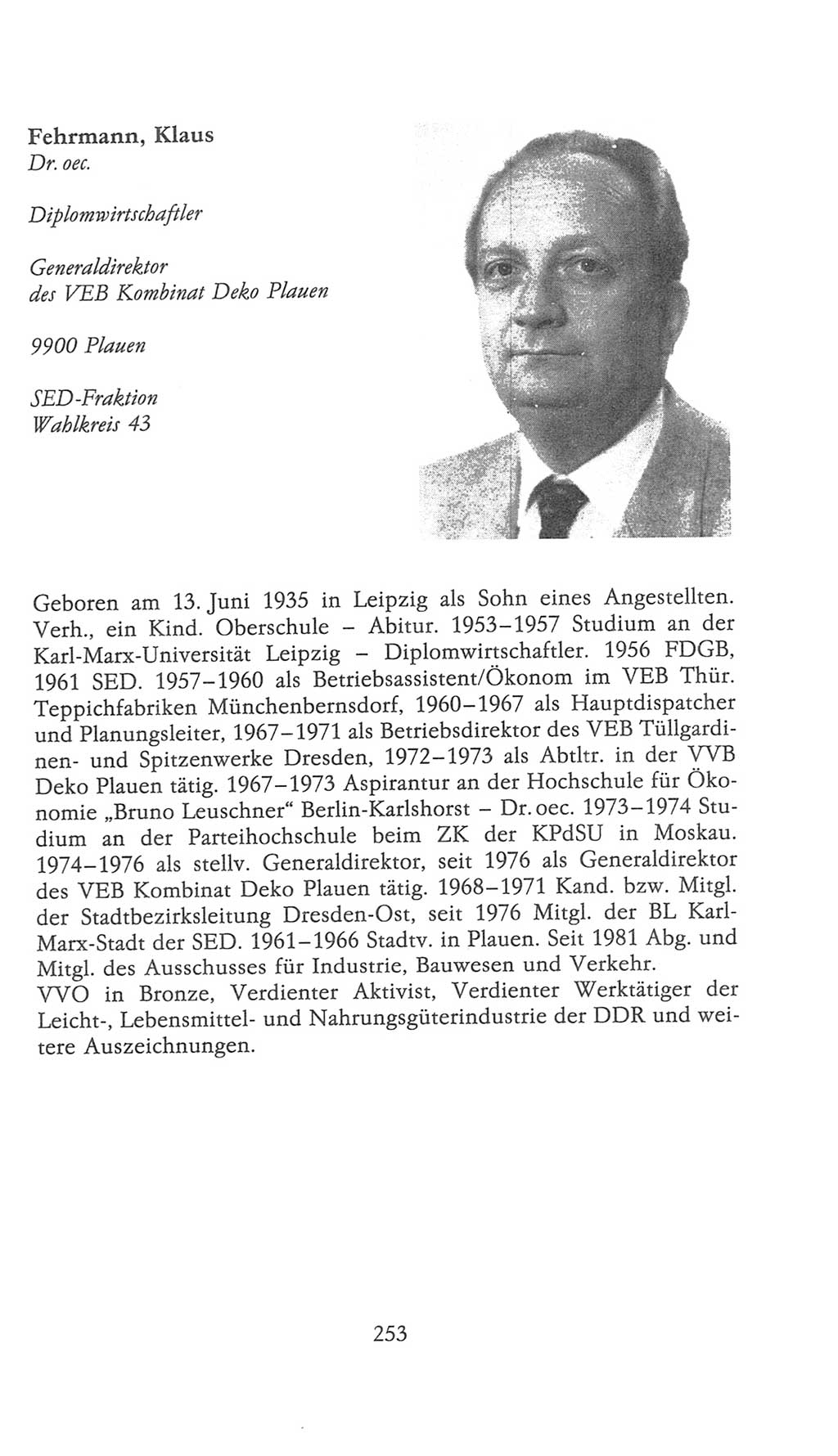 Volkskammer (VK) der Deutschen Demokratischen Republik (DDR), 9. Wahlperiode 1986-1990, Seite 253 (VK. DDR 9. WP. 1986-1990, S. 253)